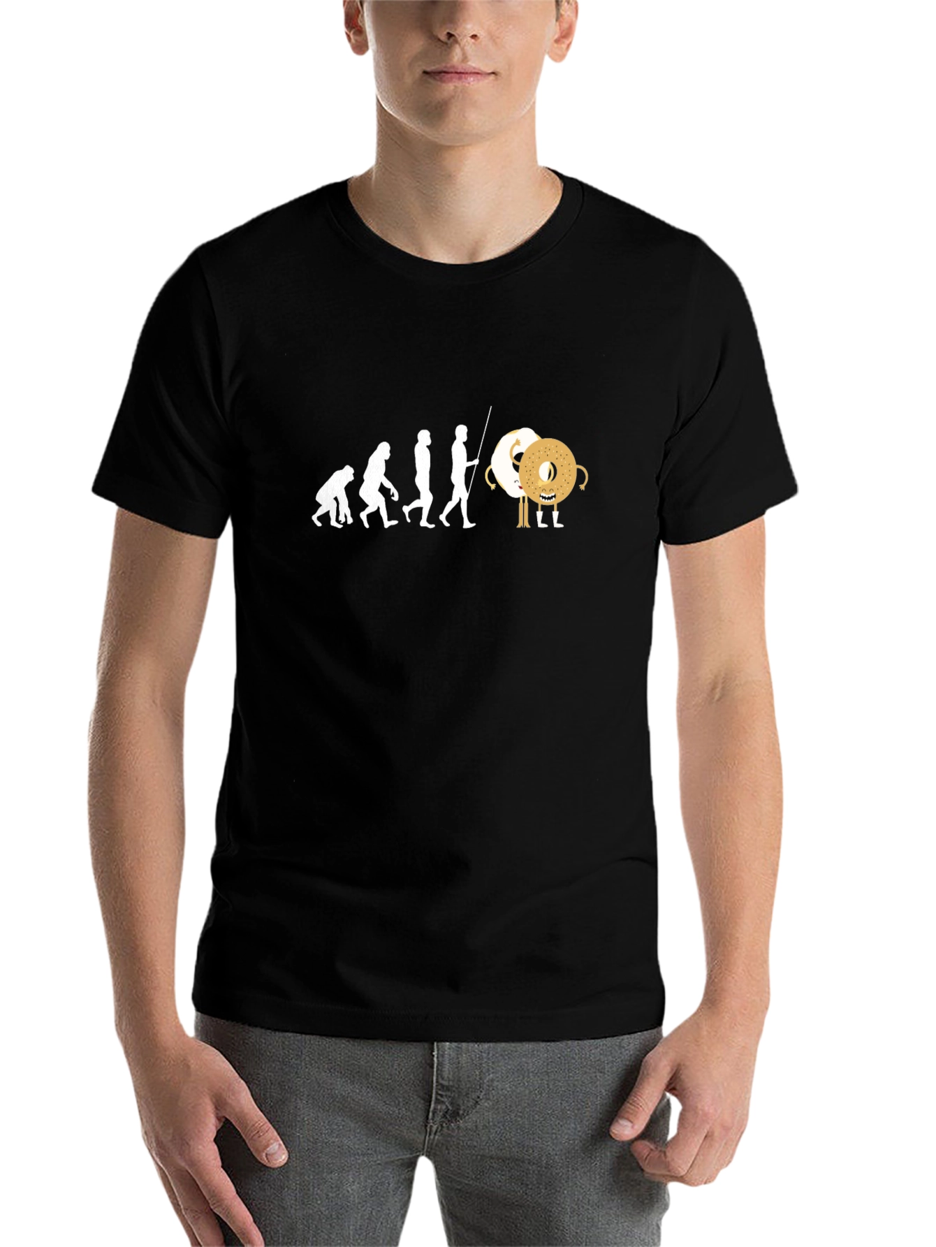 Black Evolution of Bagels T-Shirt view 7