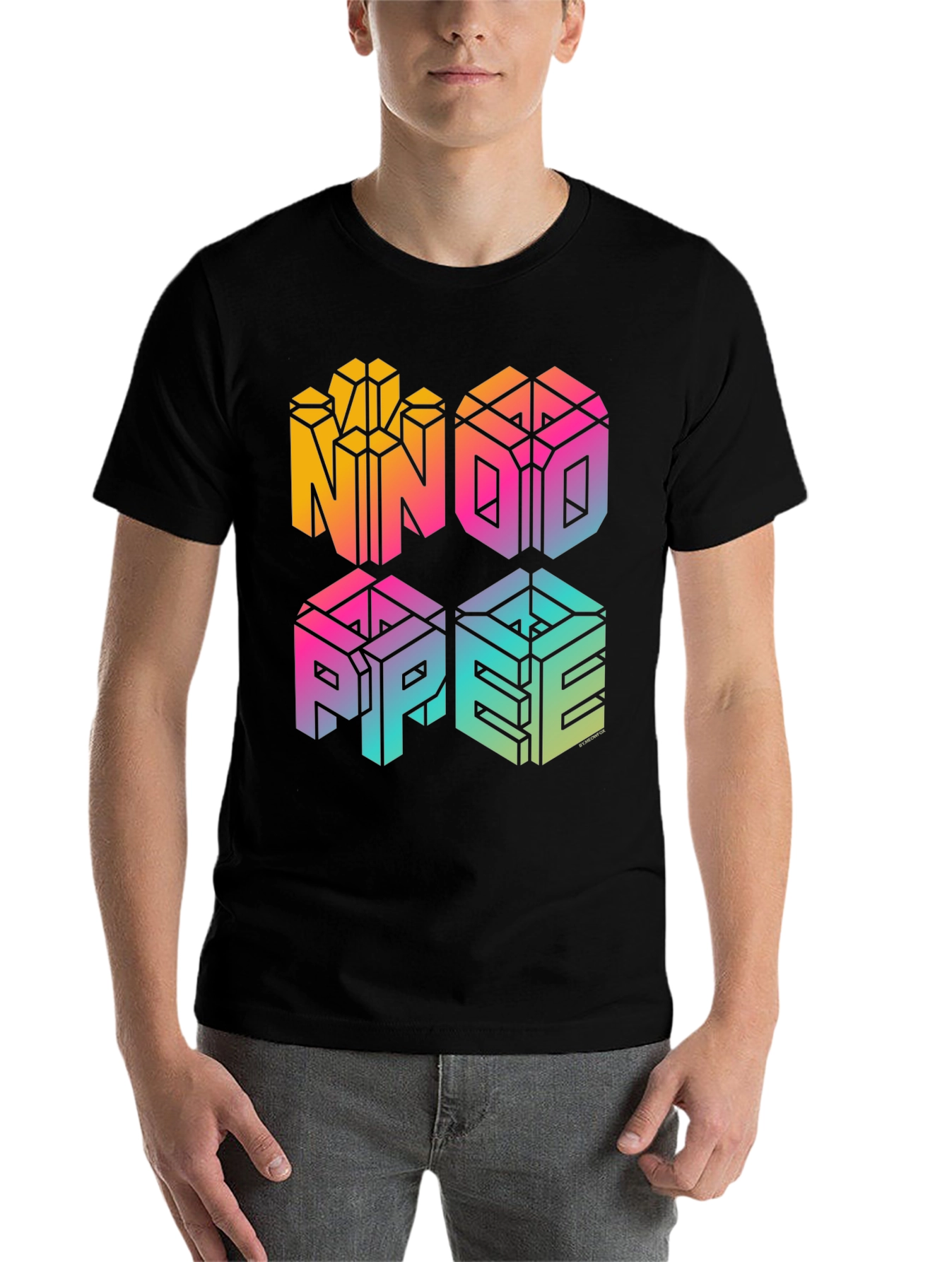 Black NNOO PPEE Graphic Print Black T-Shirt view 7