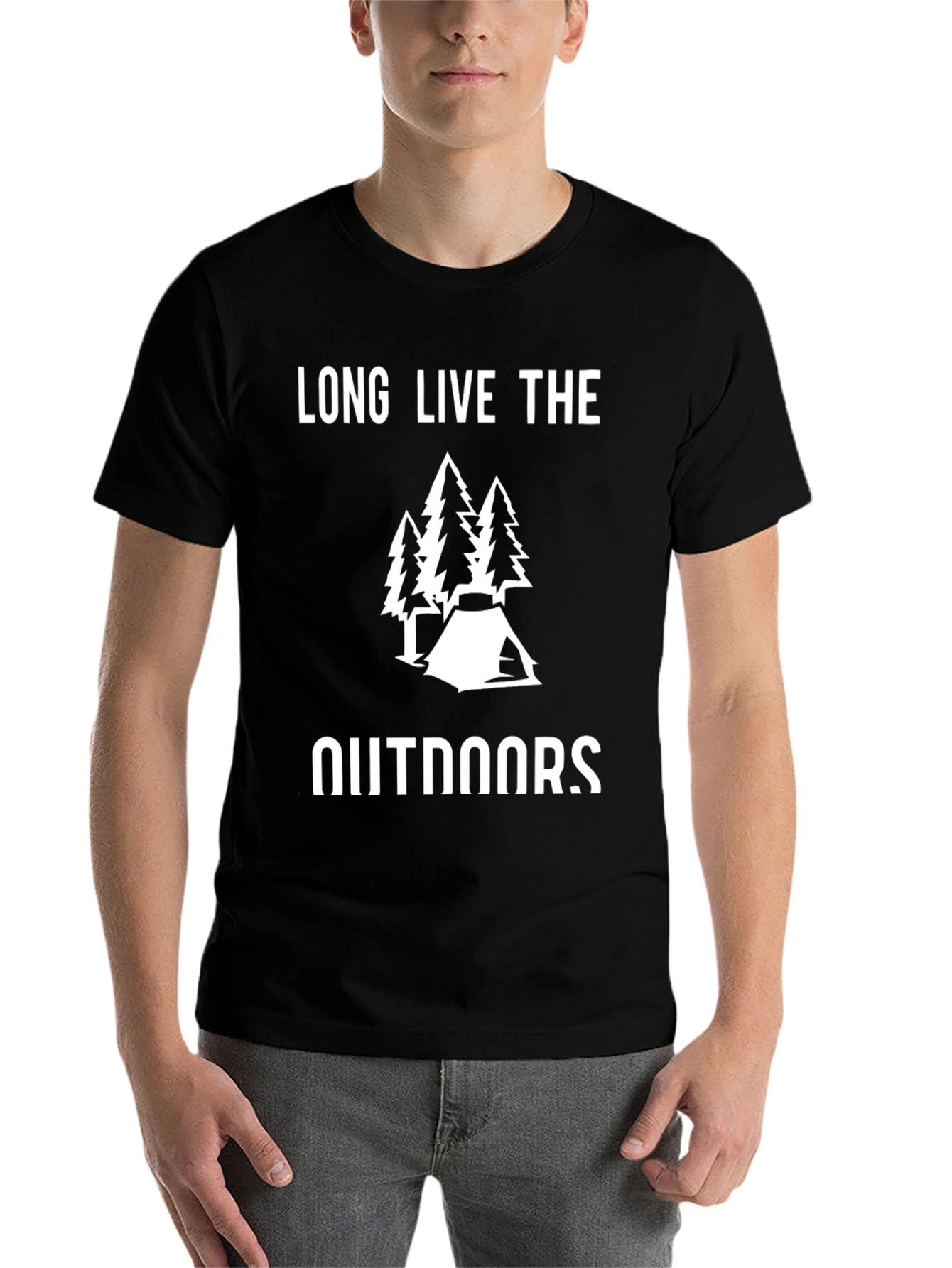Black Long Live the Outdoors Camping T-Shirt view 7