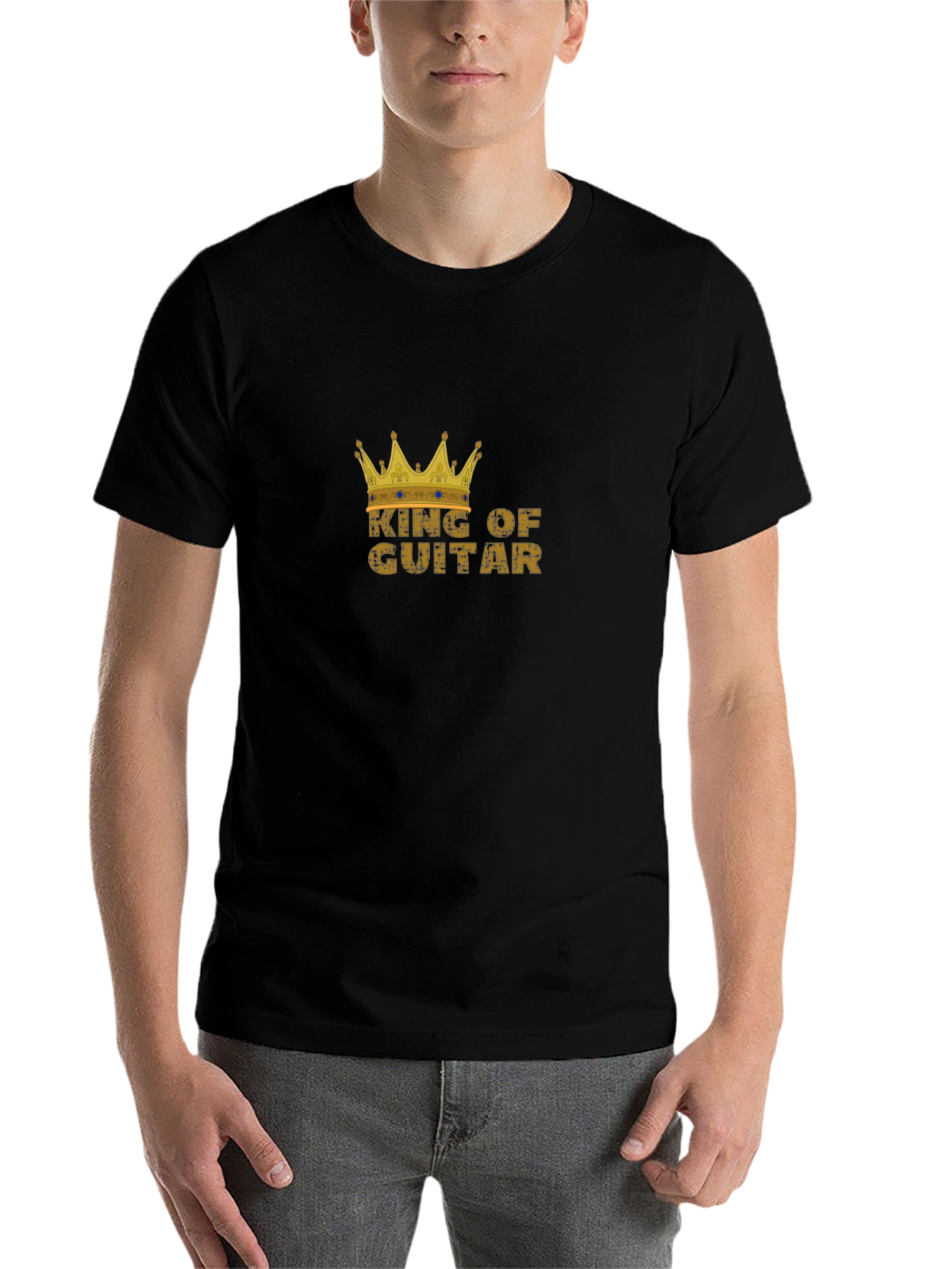 Black King of Guitar Graphic Tee - Black Cotton T-Shirt view 7
