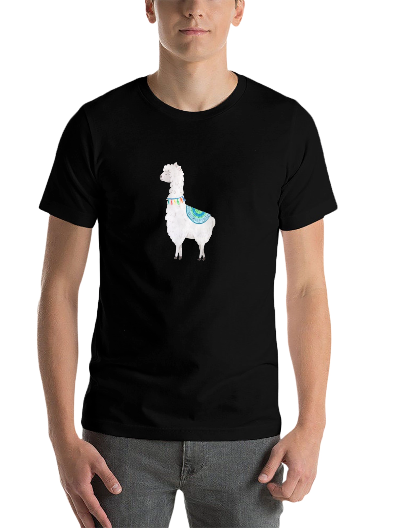 Black Llama Graphic Tee - Soft Cotton Black T-Shirt view 7