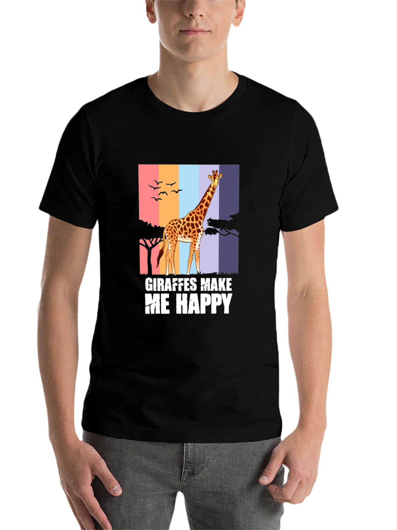 Black Giraffes Make Me Happy Graphic Tee view 7
