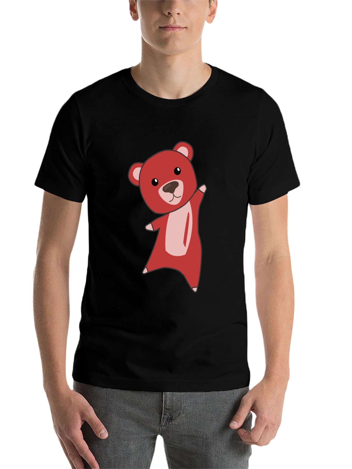 Black Cute Bear Graphic Tee - Soft Black T-Shirt view 7