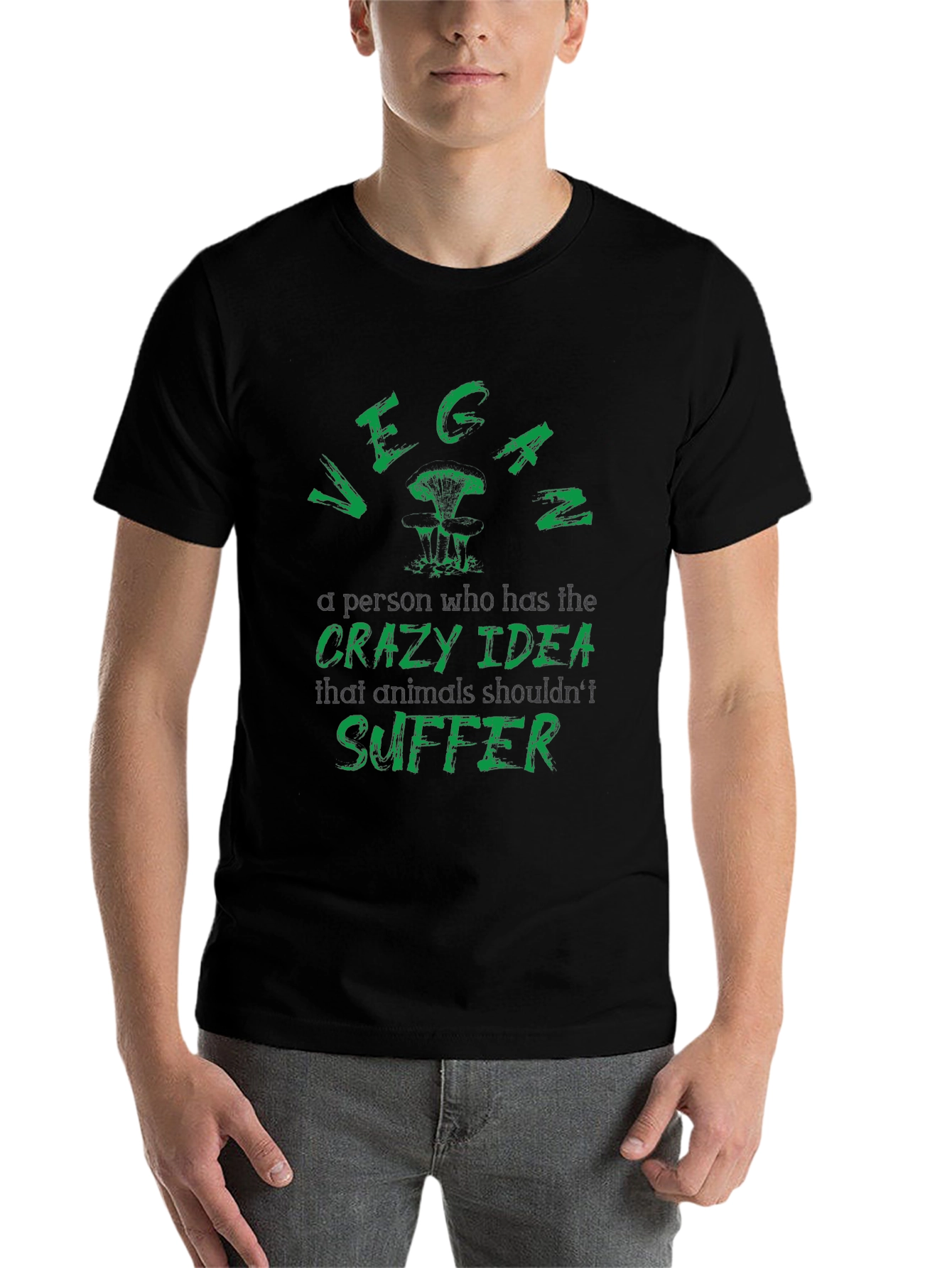 Black Vegan T-Shirt: Animals Shouldn't Suffer view 7