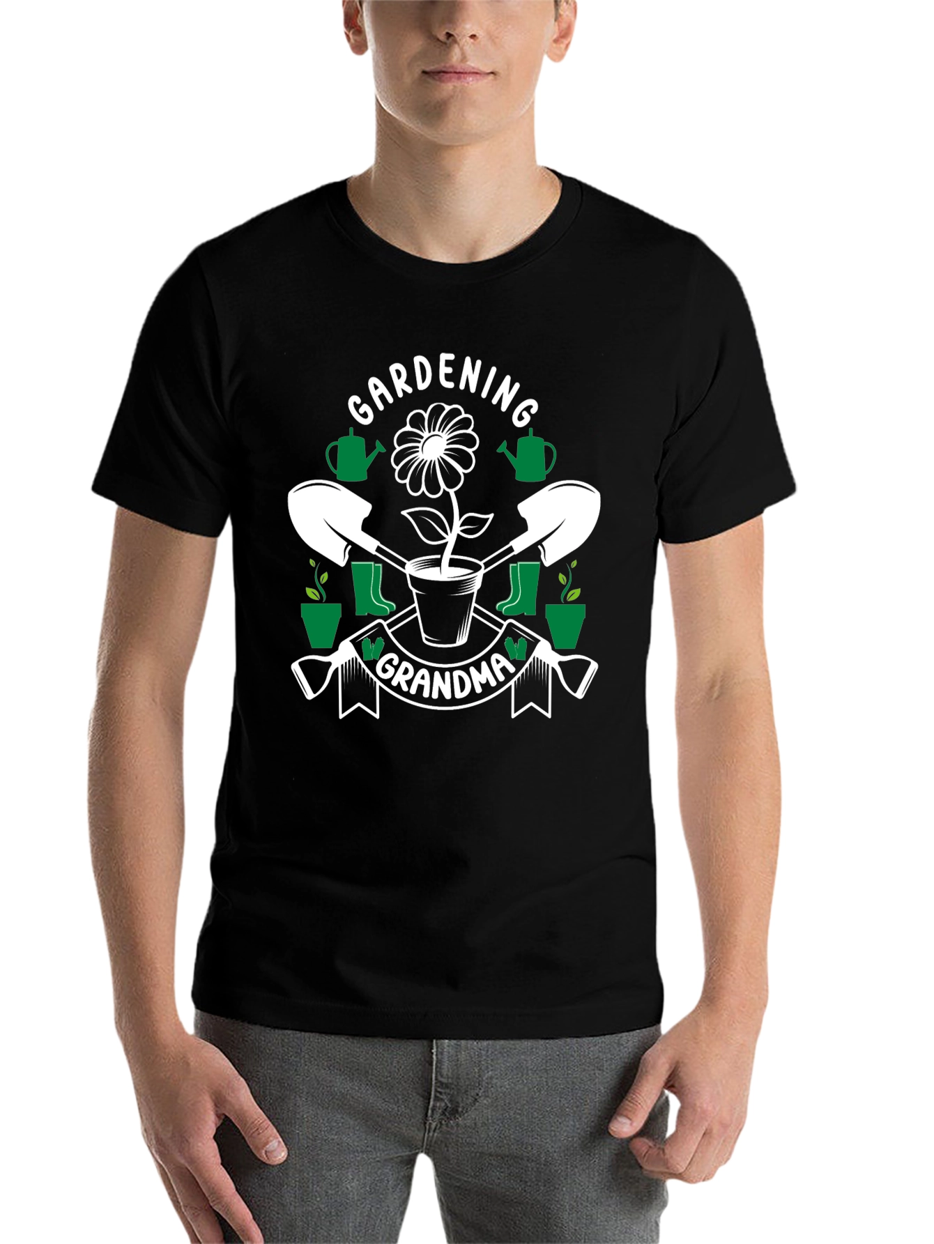 Black Gardening Grandma T-Shirt - Floral Design view 7