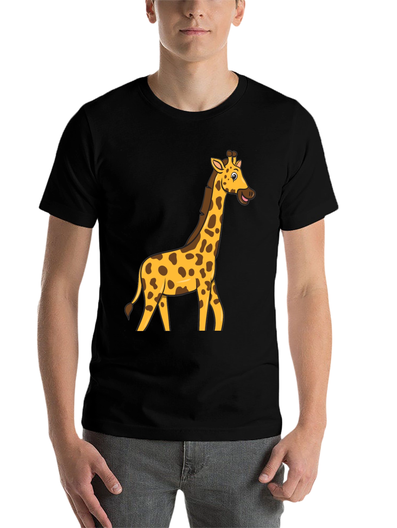 Black Giraffe Graphic T-Shirt - Fun Cartoon Tee view 7