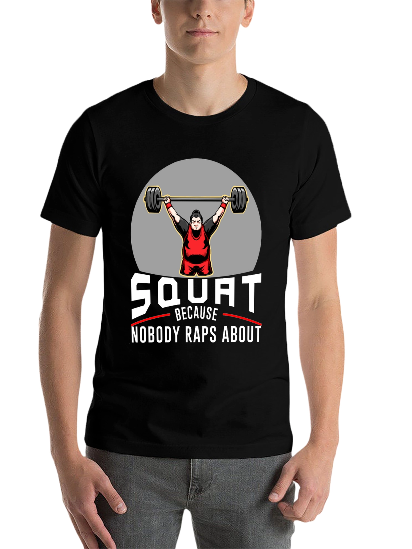 Black Squat Nobody Raps About Black Graphic T-Shirt view 7
