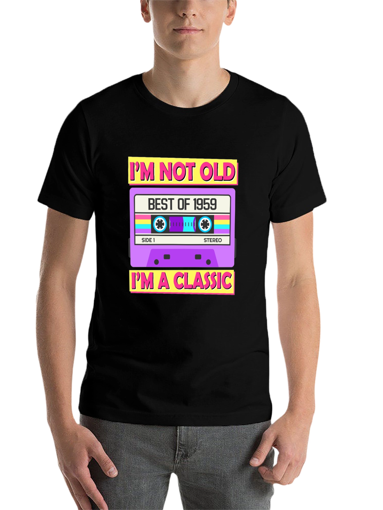Black I'm Not Old I'm A Classic 1959 Cassette Tape T-Shirt view 7