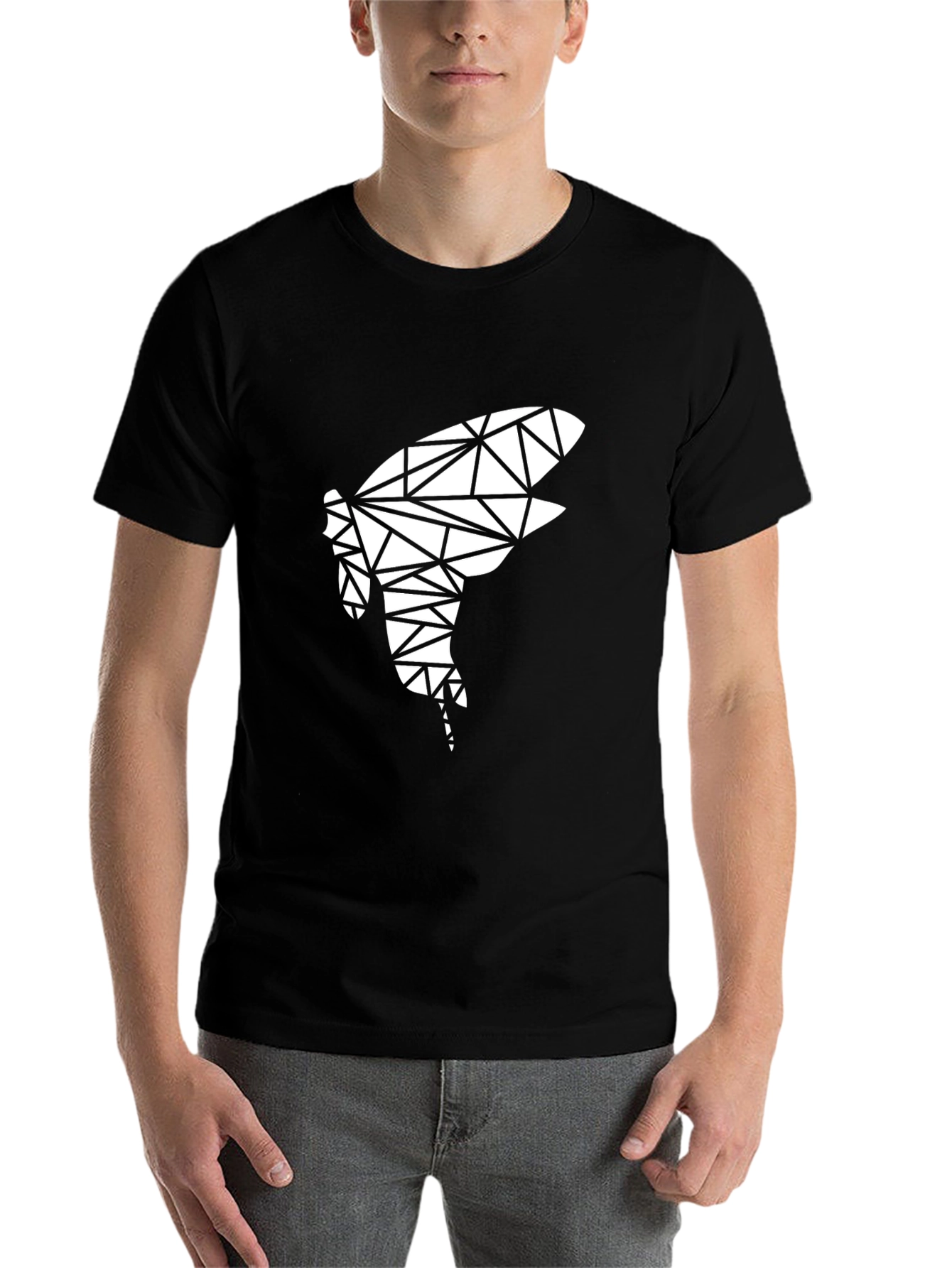 Black Geometric Shark Tee - Modern Black T-Shirt view 7