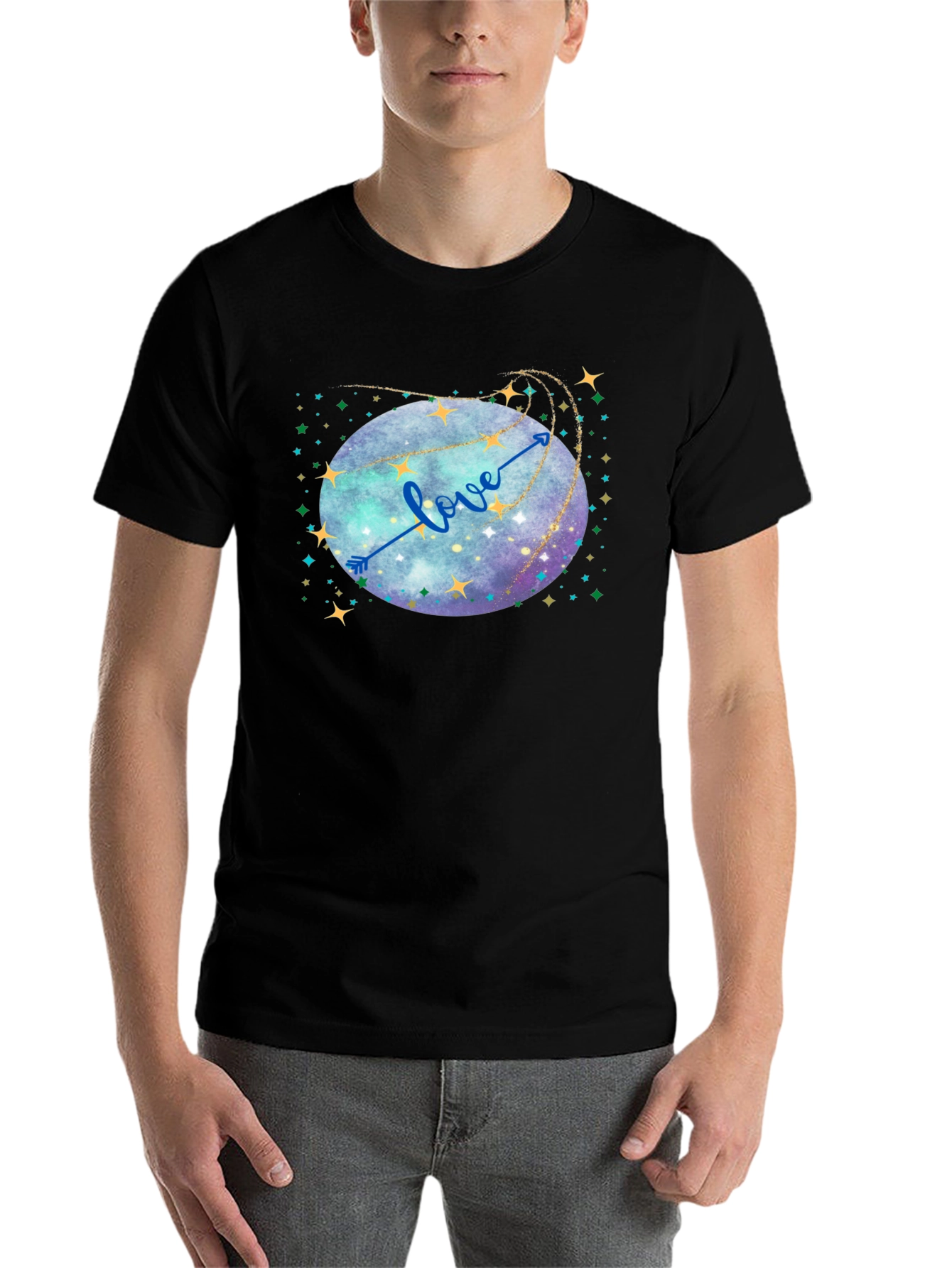 Black Love Arrow Galaxy T-Shirt view 7