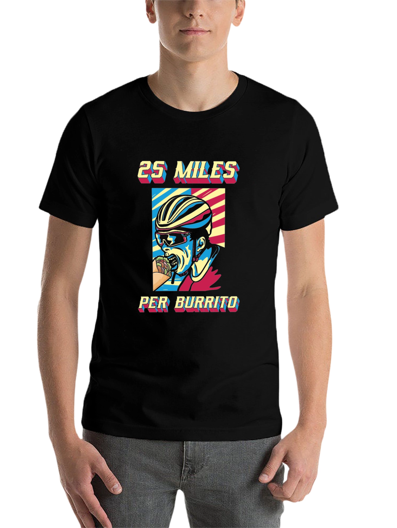 Black 25 Miles Per Burrito Graphic T-Shirt view 7