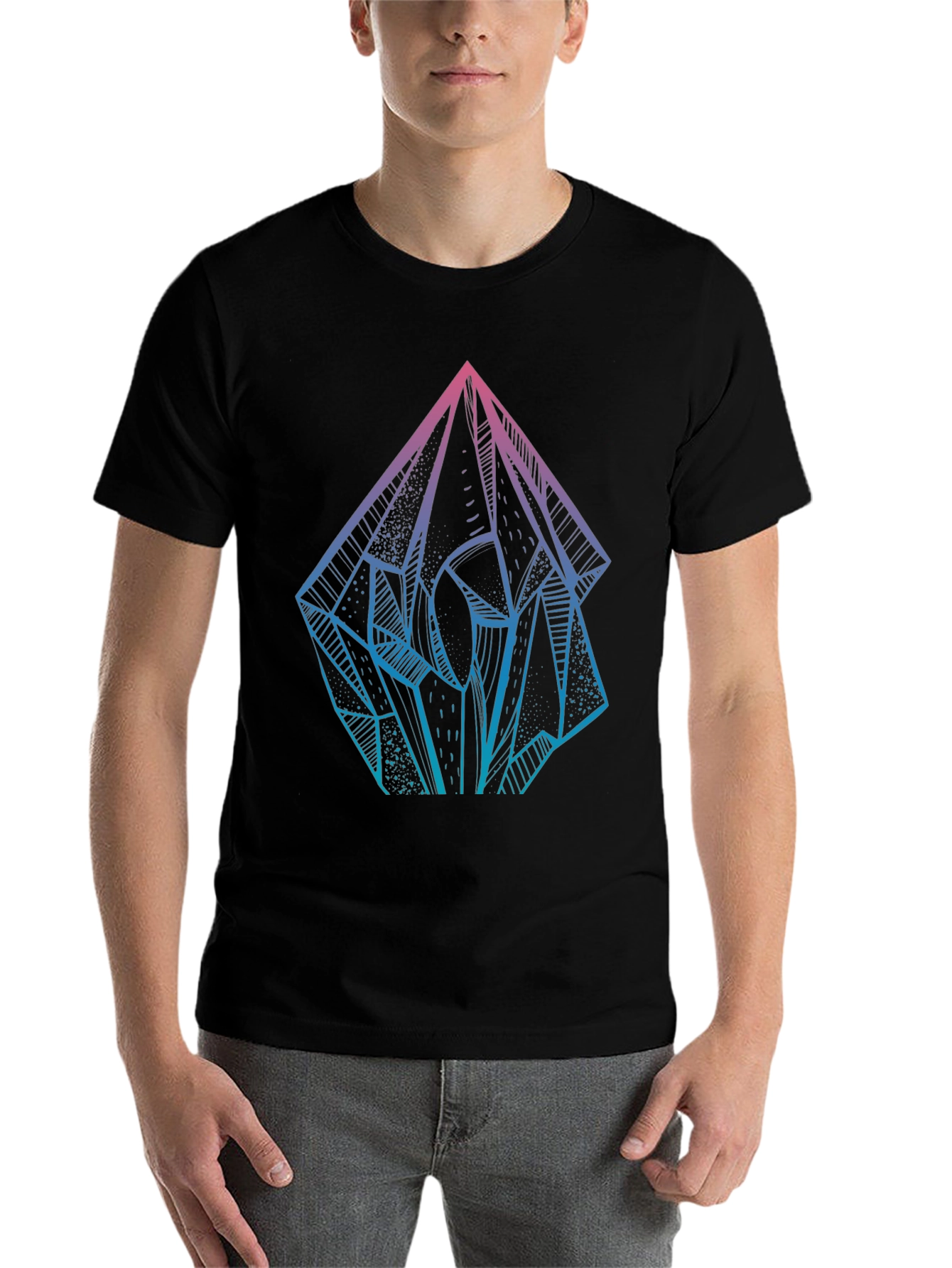 Black Crystal Prism Graphic Tee - Mens Black T-Shirt view 7