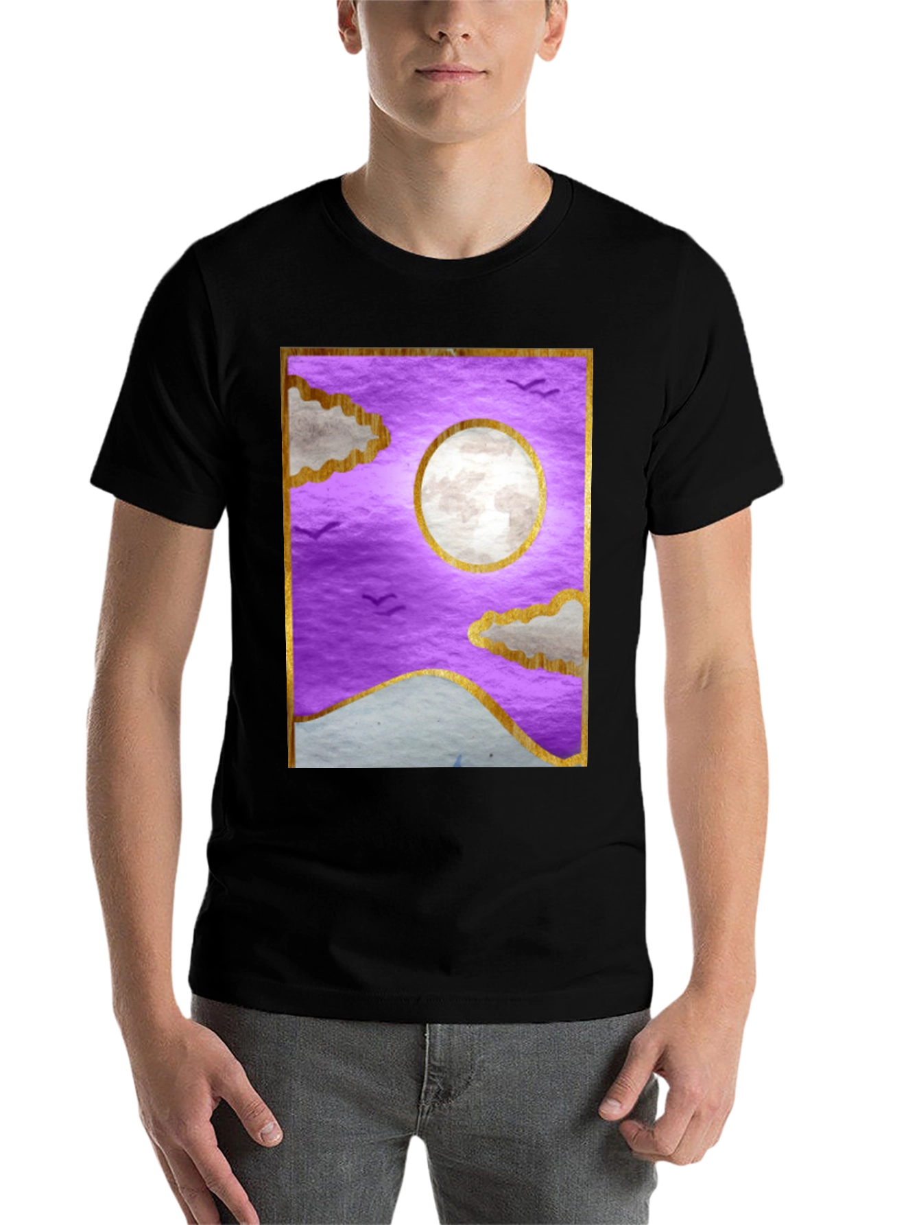 Black Purple Moonscape Graphic T-Shirt view 7