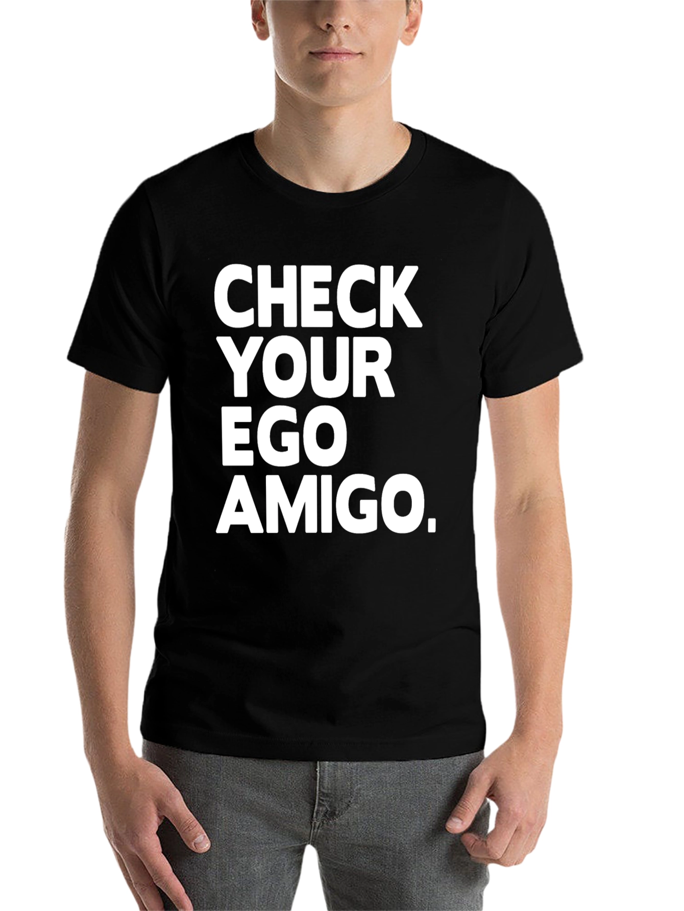 Black Check Your Ego Amigo Black T-Shirt view 7