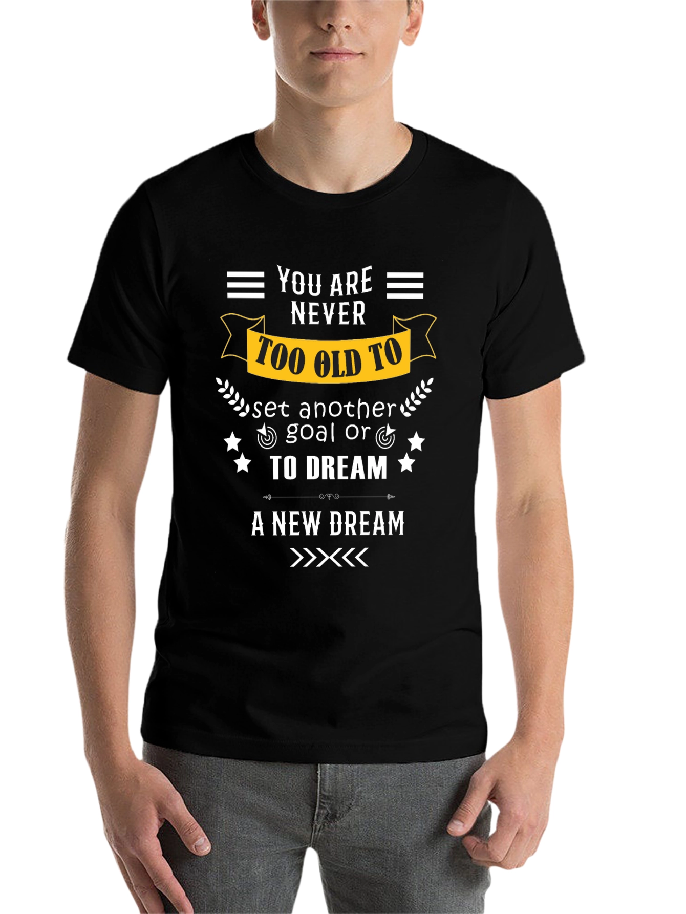 Black Never Too Old Motivational T-Shirt view 7