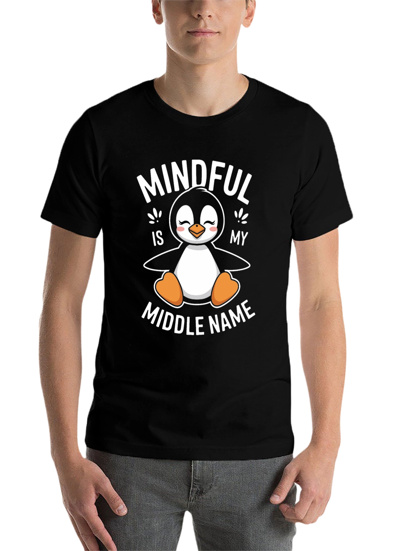 Black Mindful Penguin T-Shirt view 7