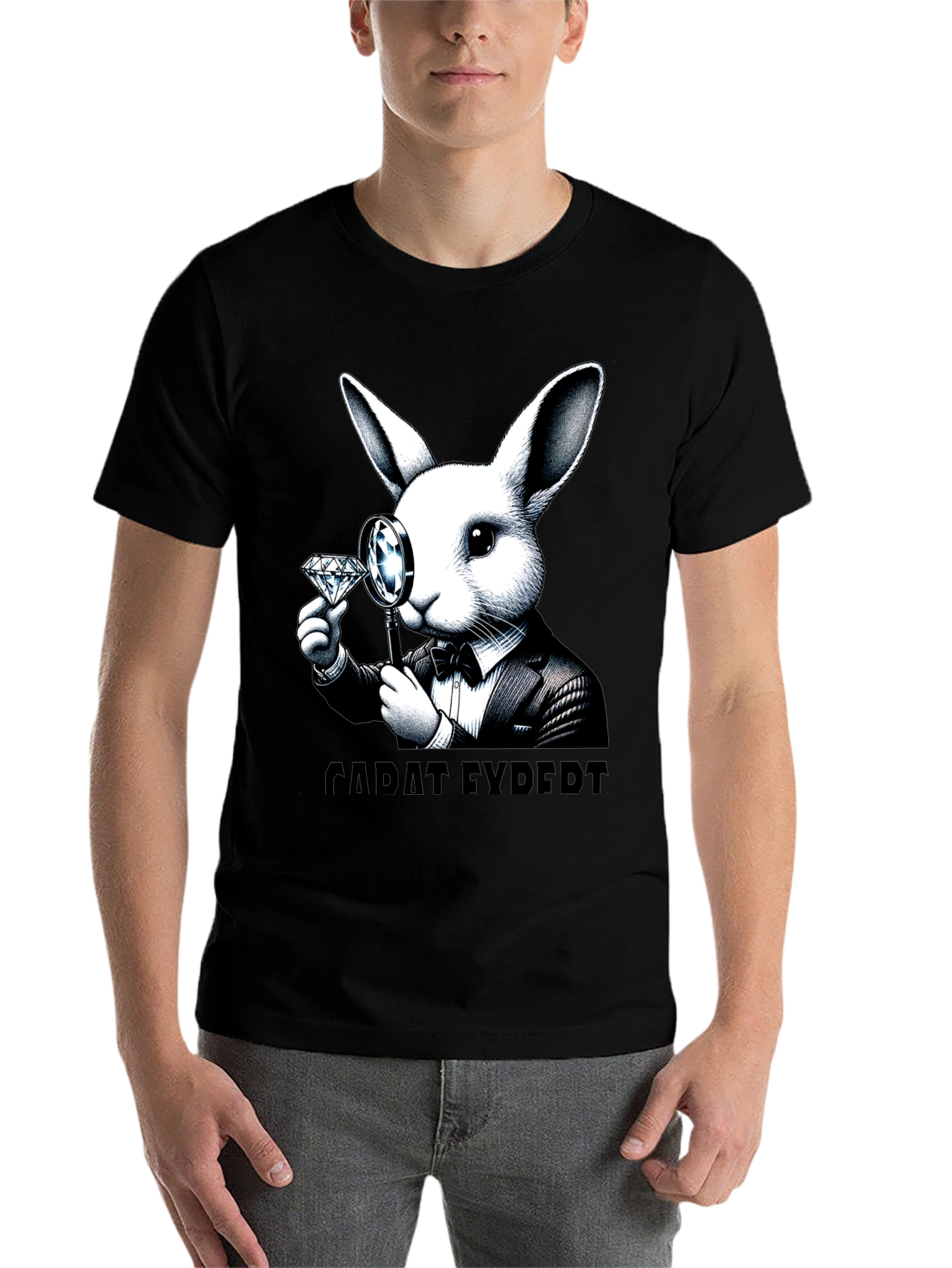 Black Carat Expert Rabbit Graphic T-Shirt view 7