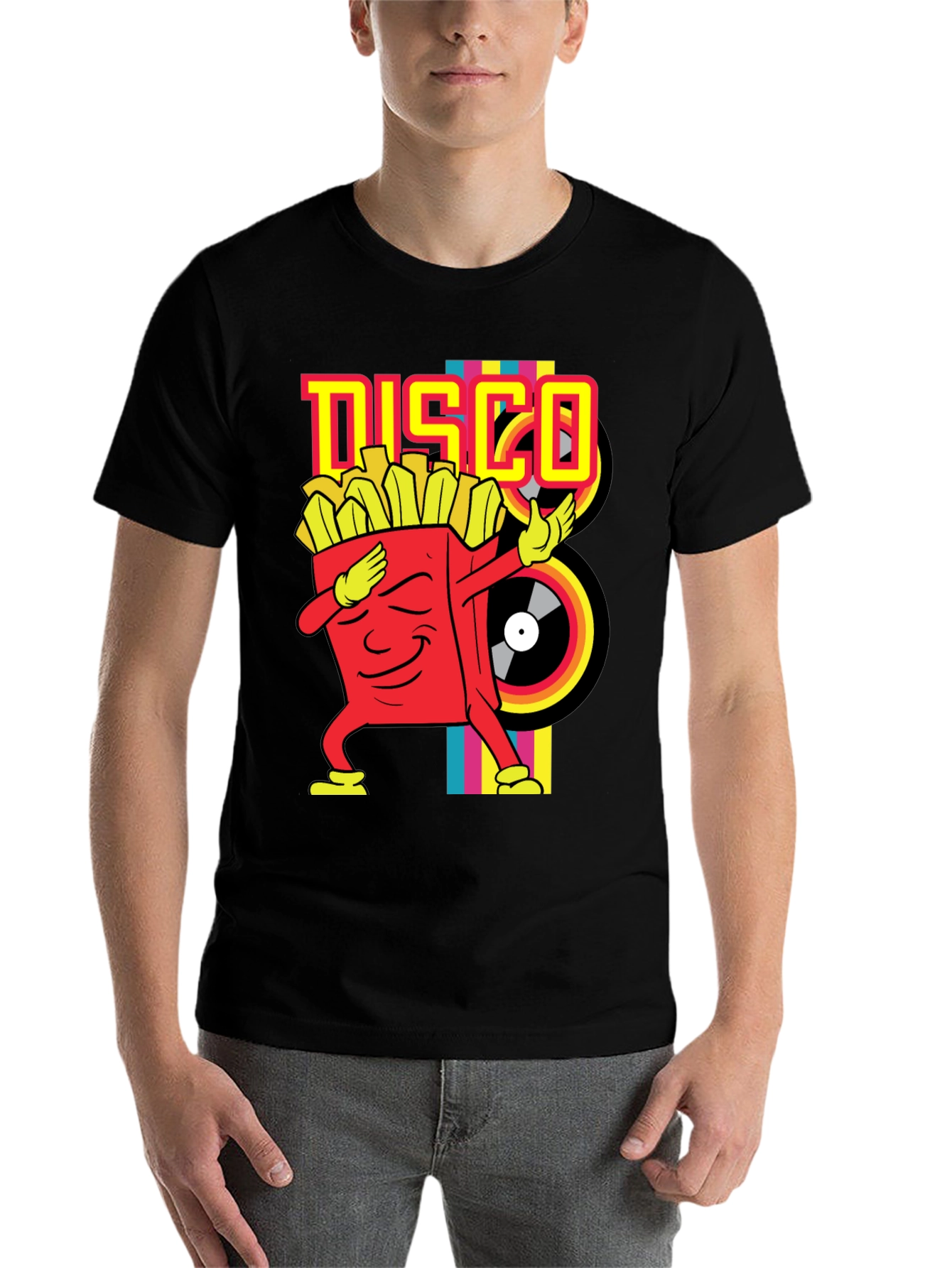 Black Disco Fries Dab Black T-Shirt view 7