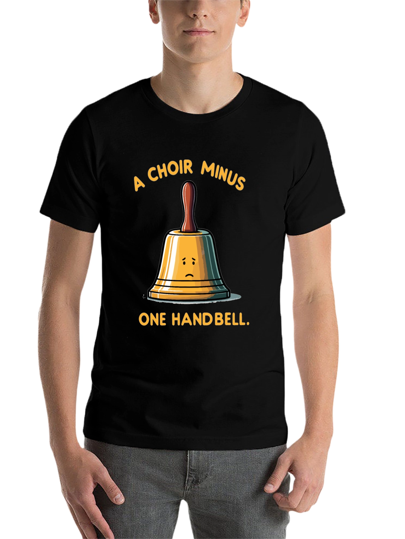 Black Funny Choir Handbell Graphic T-Shirt view 7