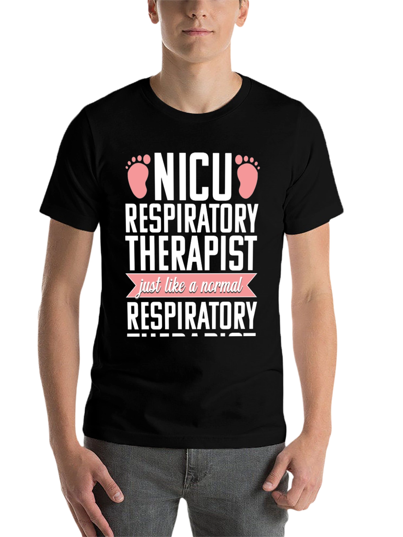Black NICU Respiratory Therapist Novelty T-Shirt view 7