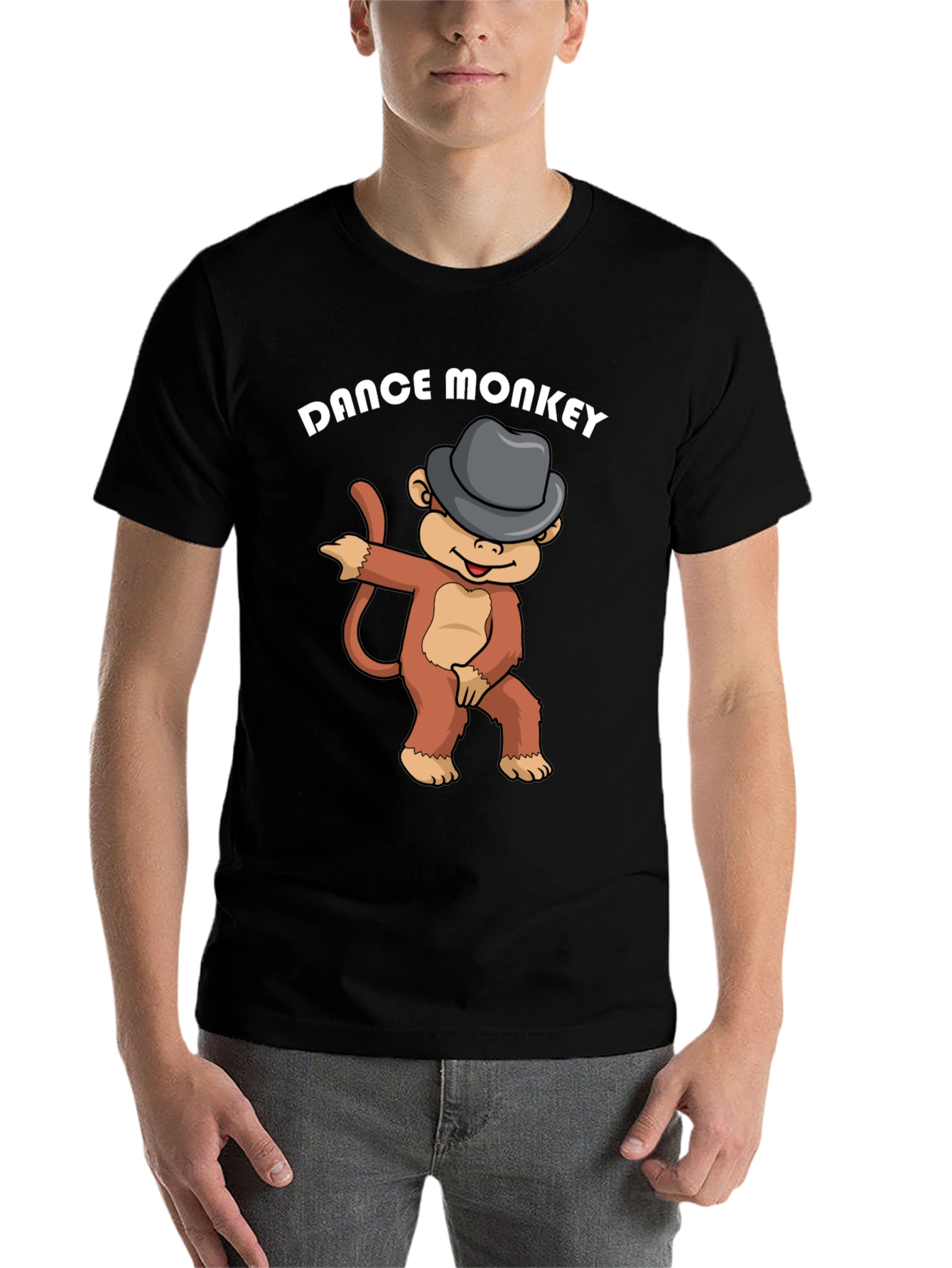 Black Dance Monkey Graphic Tee - Fun Cartoon Shirt view 7