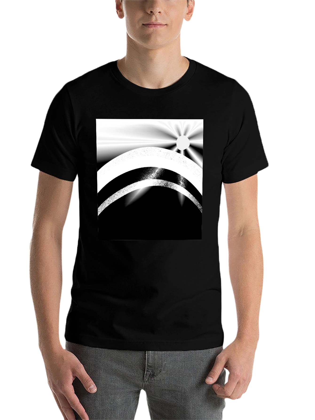 Black Abstract Black and White Graphic Tee view 7
