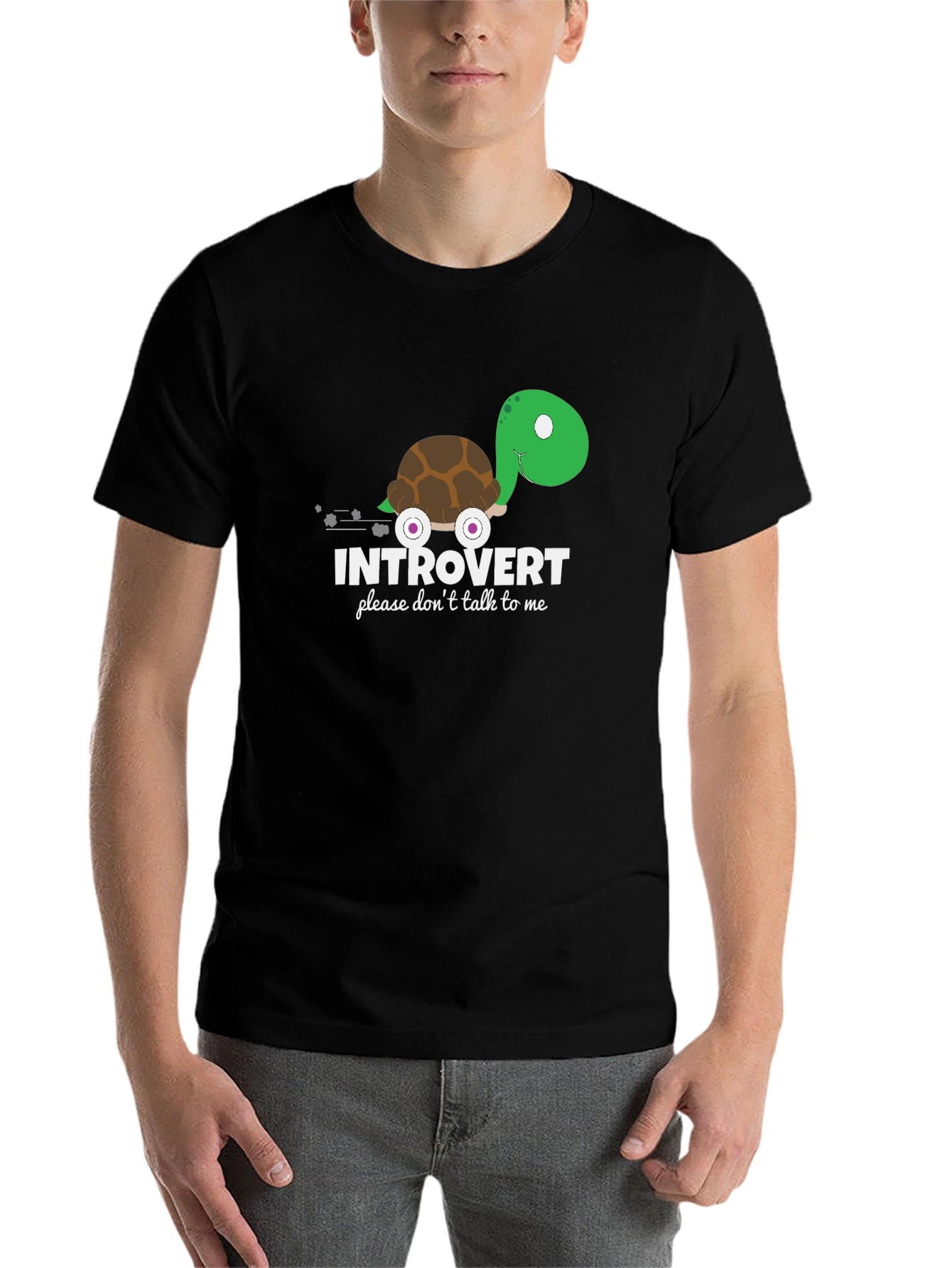 Black Introvert Turtle Graphic T-Shirt view 7