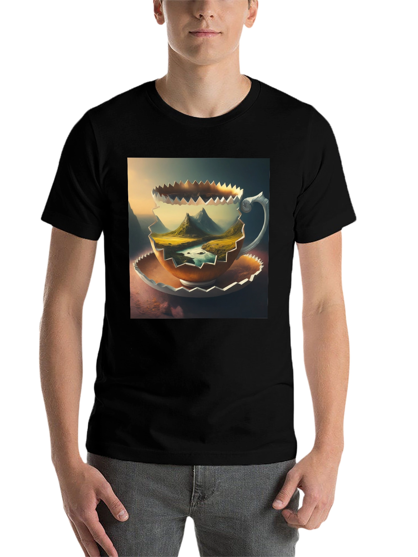 Black Mountain View Coffee Cup T-Shirt view 7