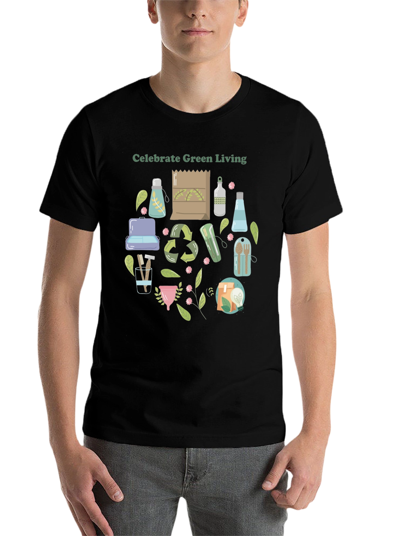 Black Eco-Friendly Living T-Shirt view 7