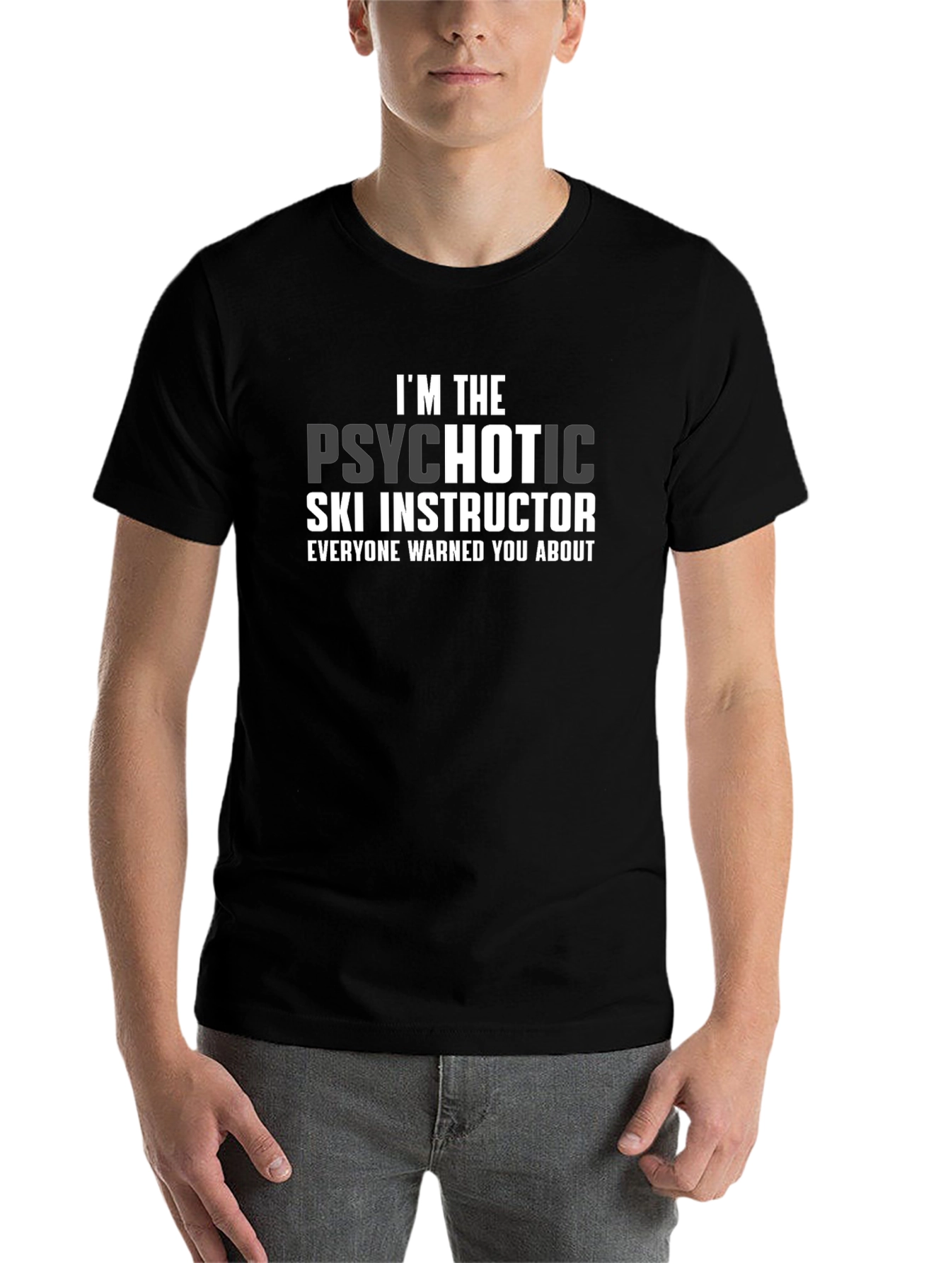Black Psychotic Ski Instructor Graphic T-Shirt - Black view 7