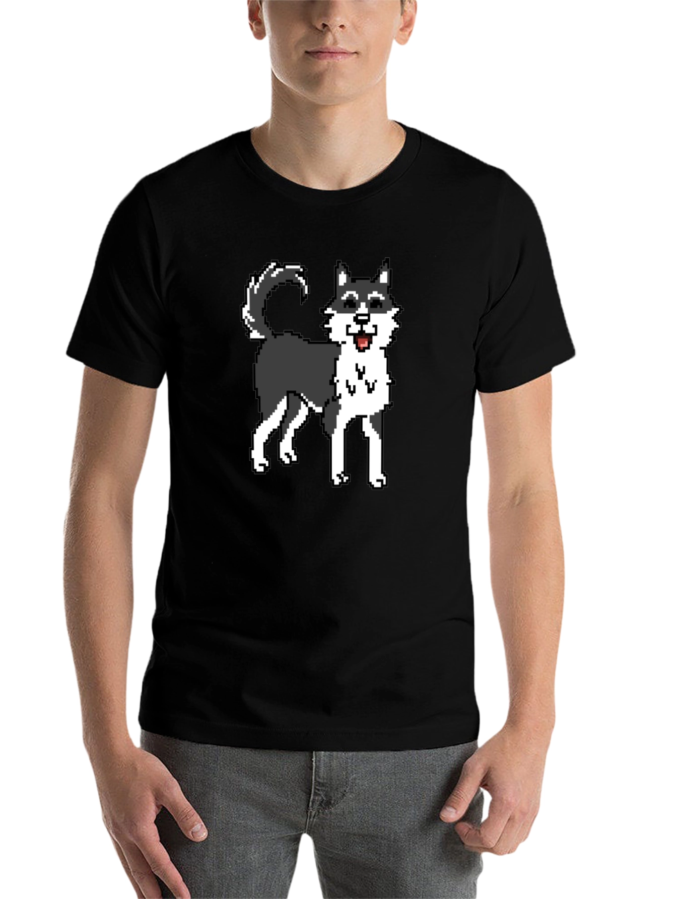 Black Pixel Husky Graphic Tee - Black view 7