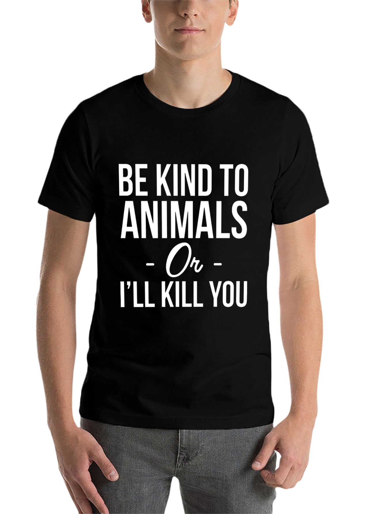 Black Be Kind to Animals T-Shirt - Sarcastic Animal Lover Tee view 7