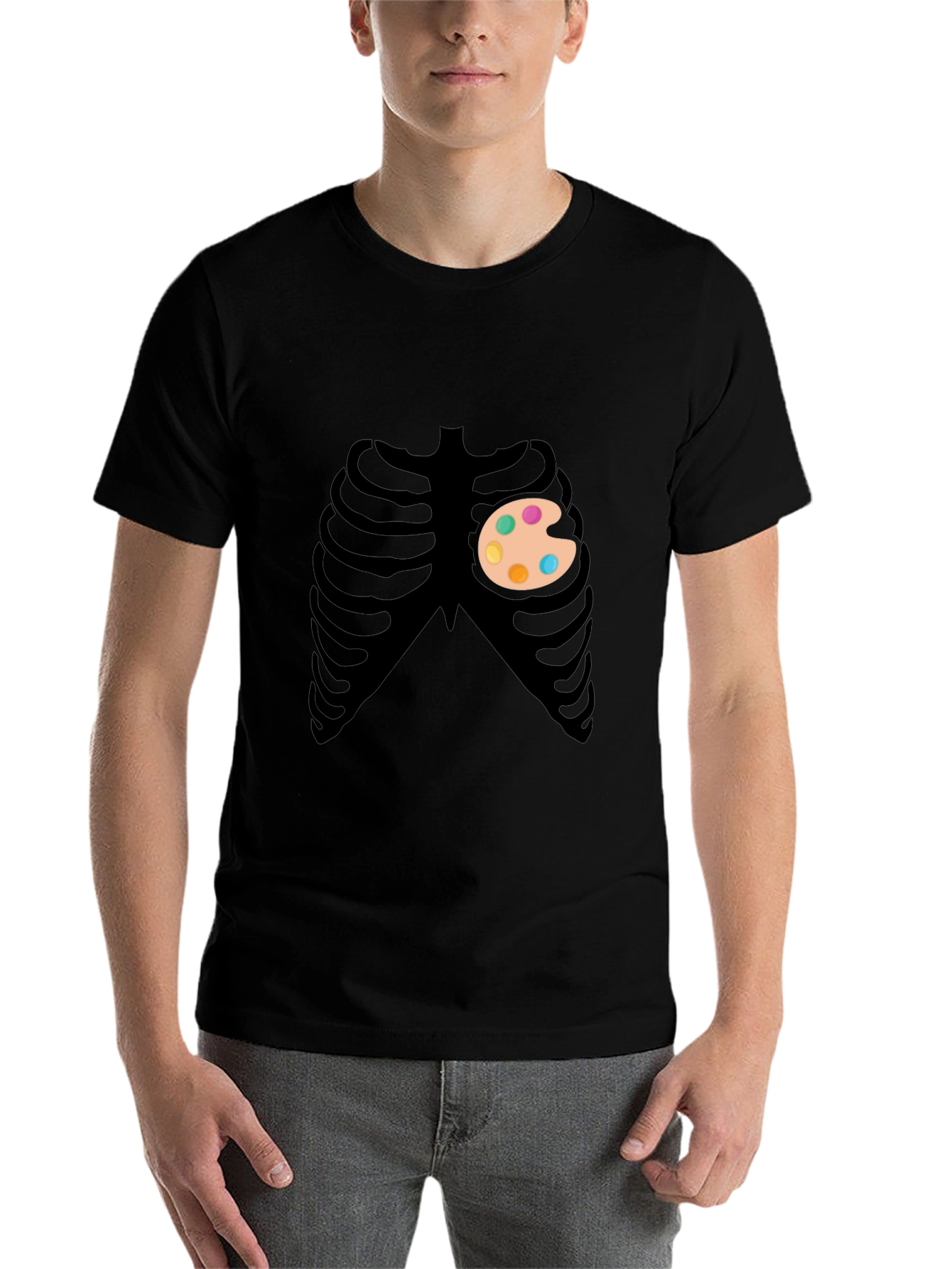 Artsy Skeleton Graphic Tee - Creative Heart T-Shirt - 7