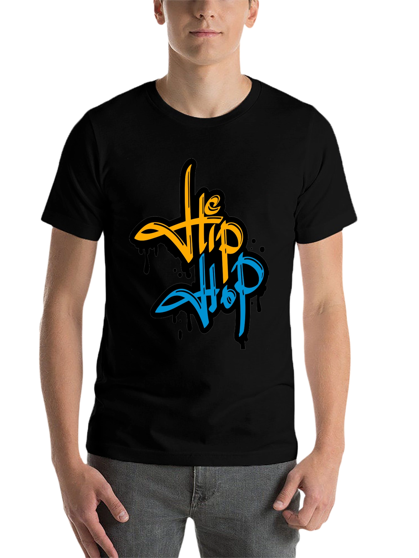 Black Hip Hop Graphic Print Black T-Shirt view 7