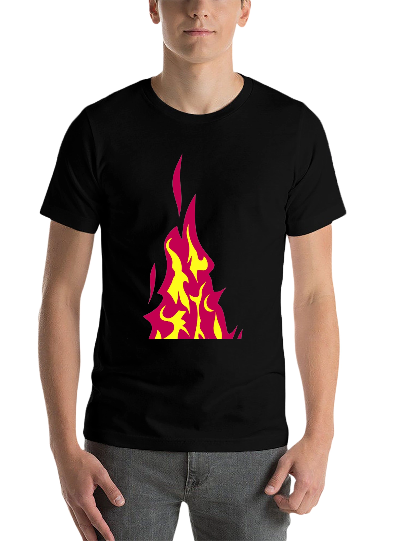 Black Flaming Hot Graphic Tee - Black Cotton T-Shirt view 7