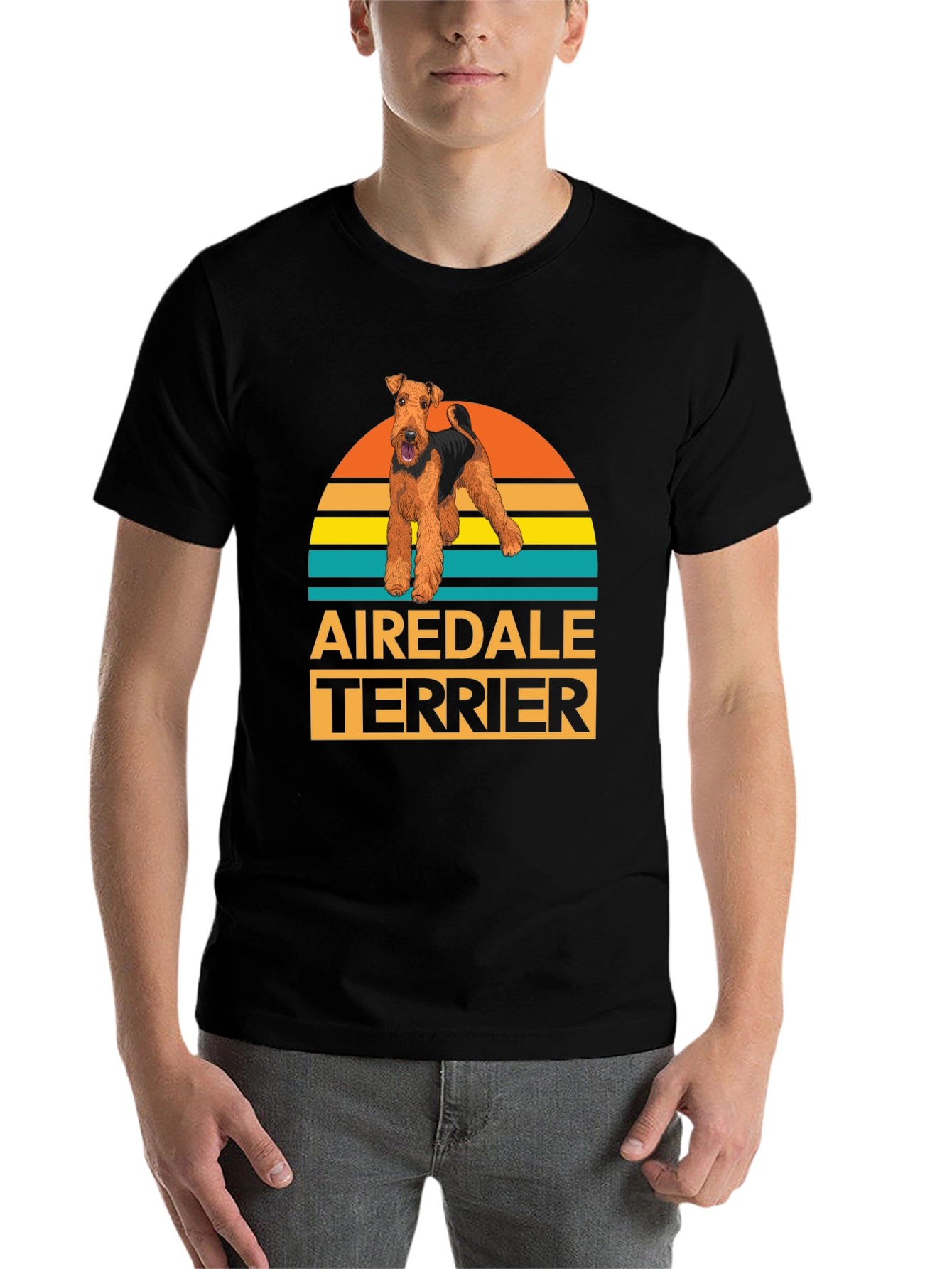 Black Airedale Terrier Dog Graphic T-Shirt view 7