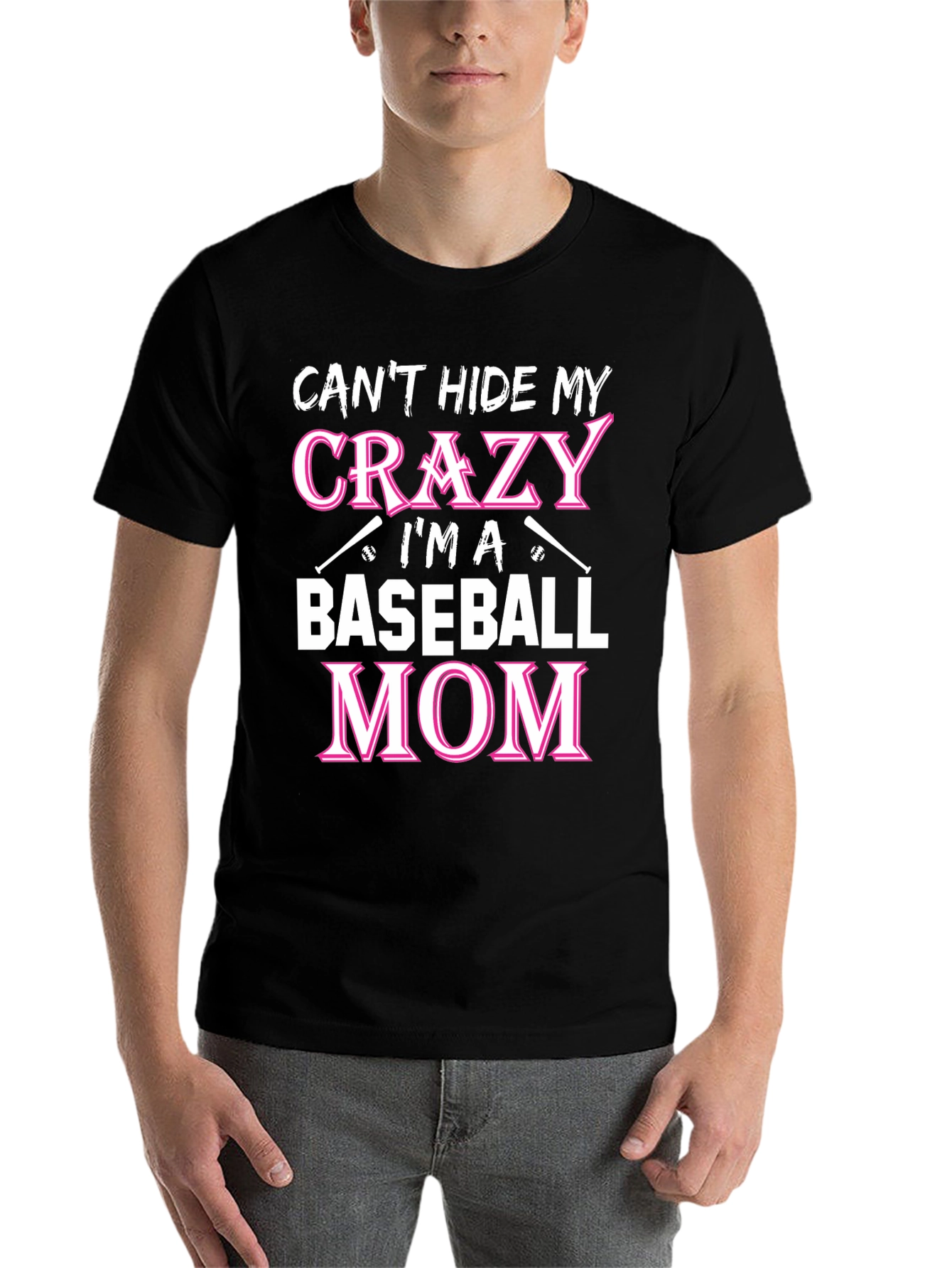 Black Crazy Baseball Mom Graphic T-Shirt view 7