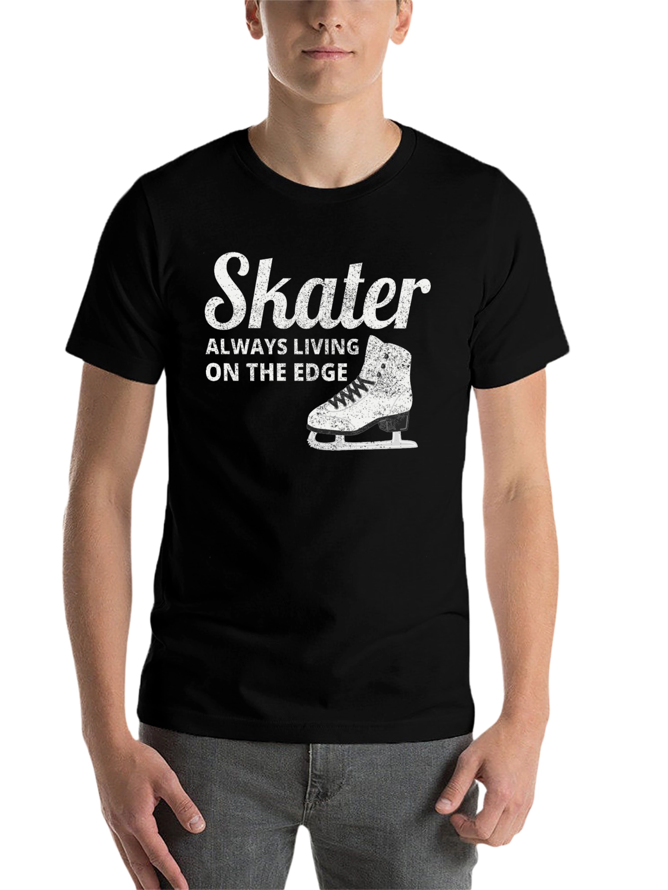 Black Skater Always Living on The Edge Black T-Shirt view 7