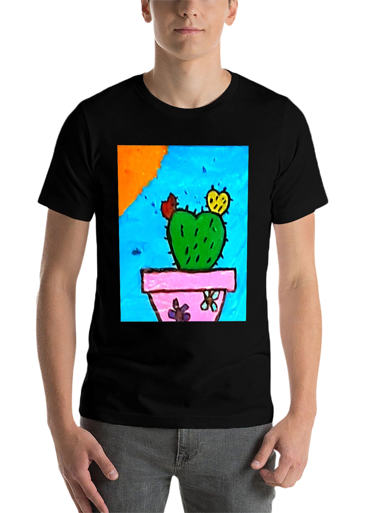 Black Quirky Cactus Graphic T-Shirt view 7