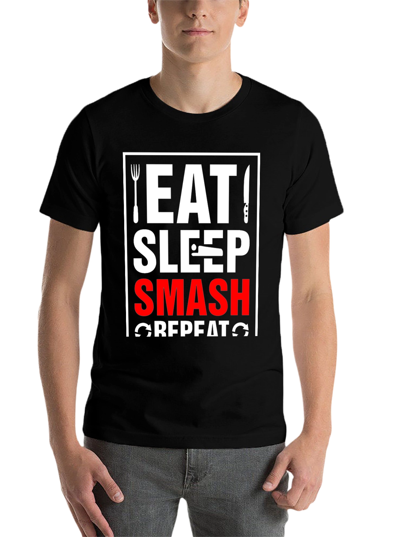 Black Eat Sleep Smash Repeat T-Shirt view 7