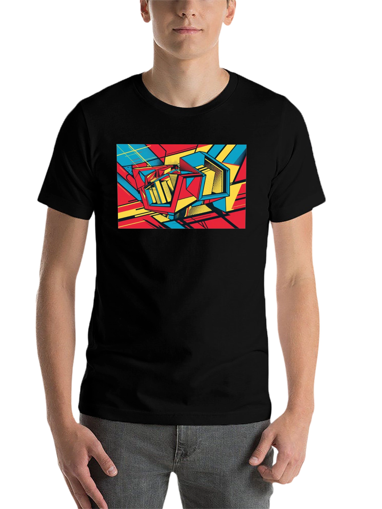 Black Abstract Graphic Print Black T-Shirt view 7