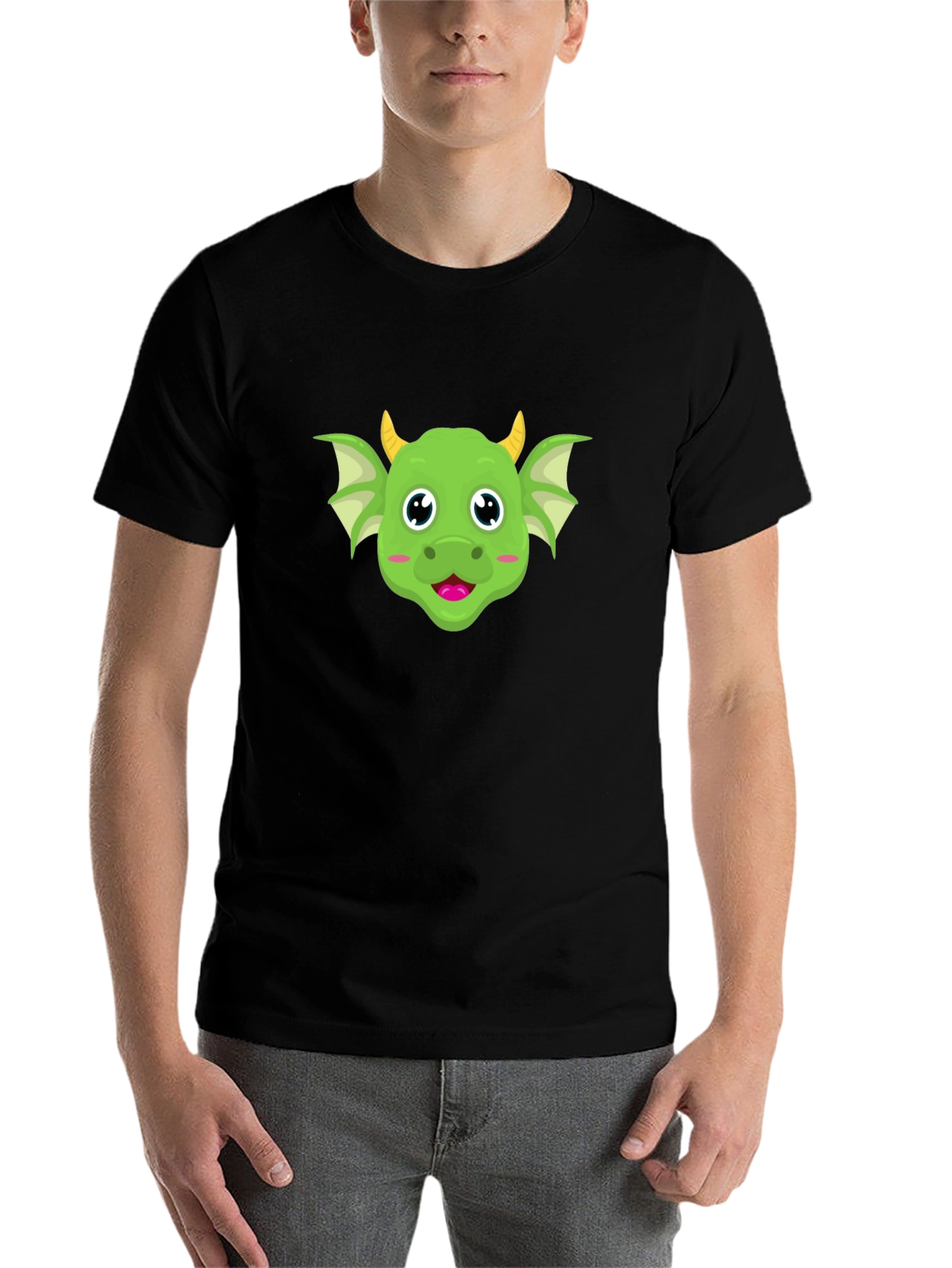 Black Cute Dragon Cartoon Graphic Tee view 7