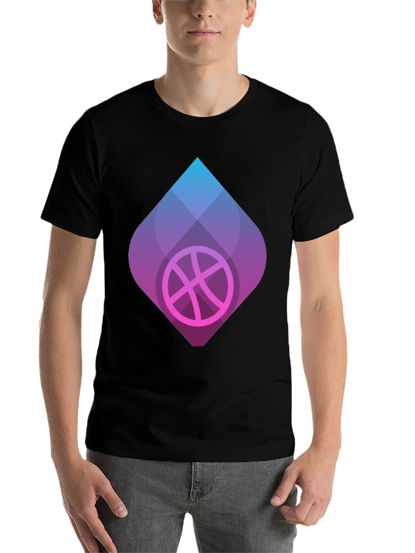 Black Men's Black Graphic Tee - Basketball Design view 7