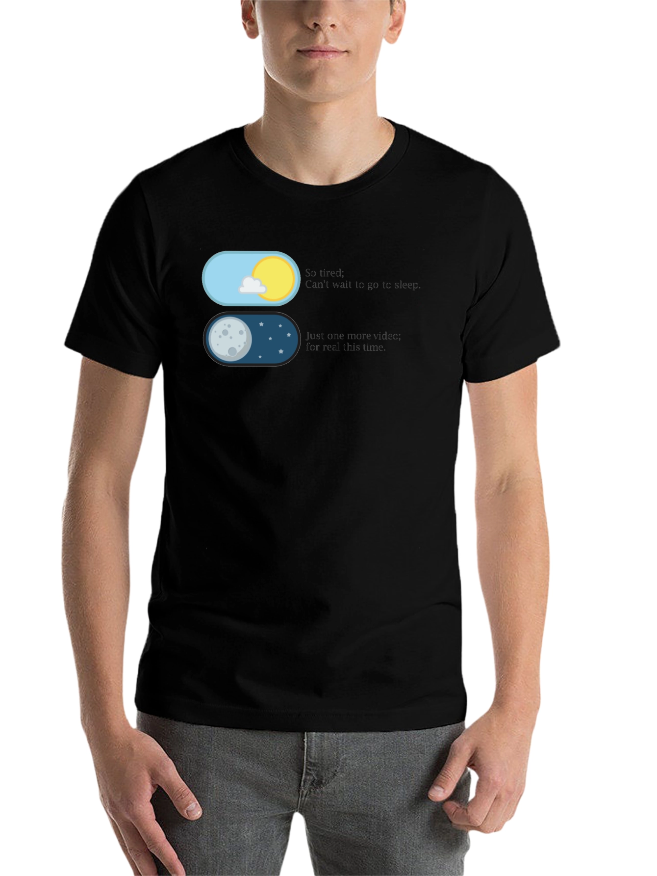 Black Sleep Mode Funny T-Shirt view 7
