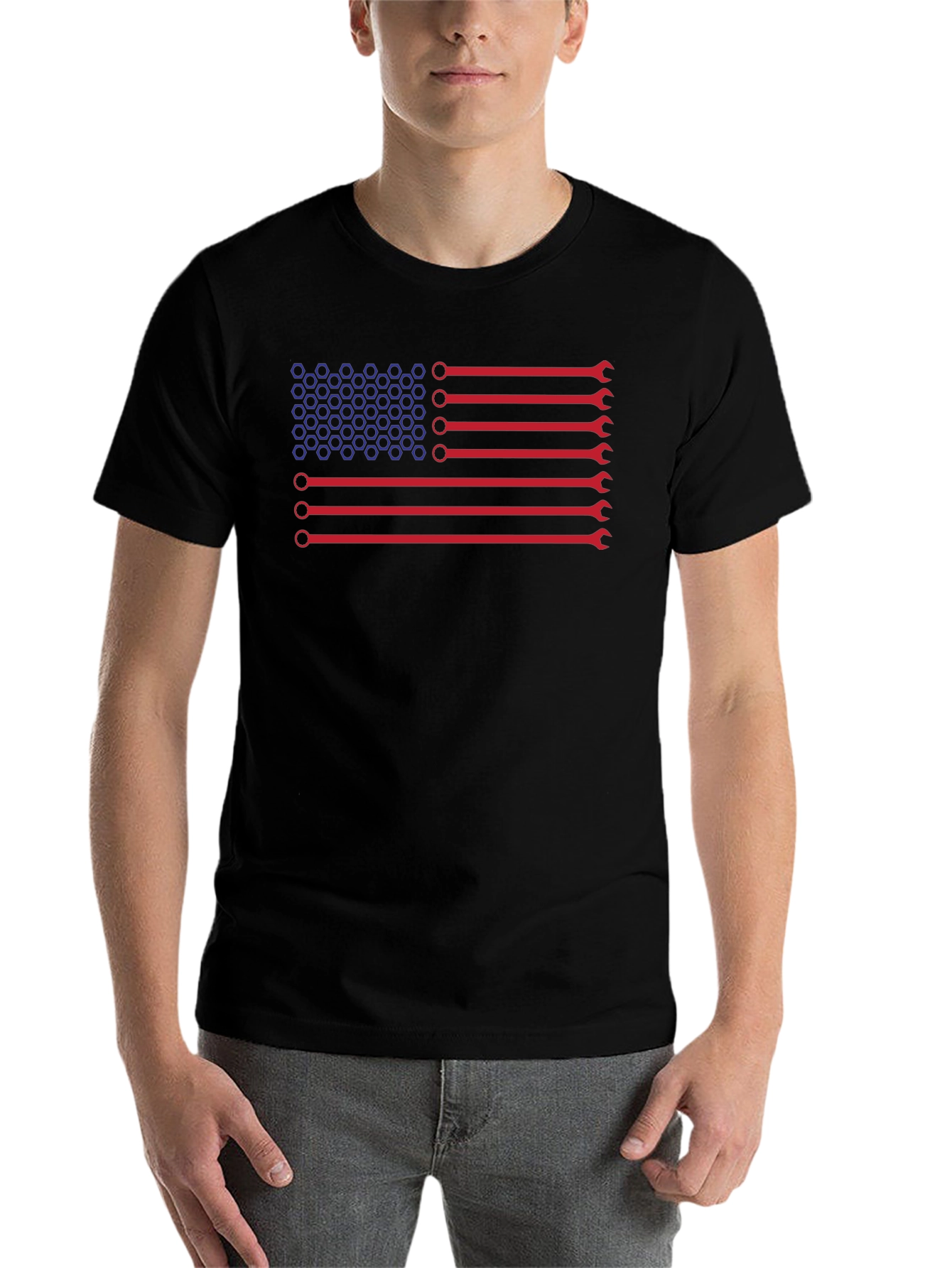 Black Mechanic American Flag T-Shirt view 7