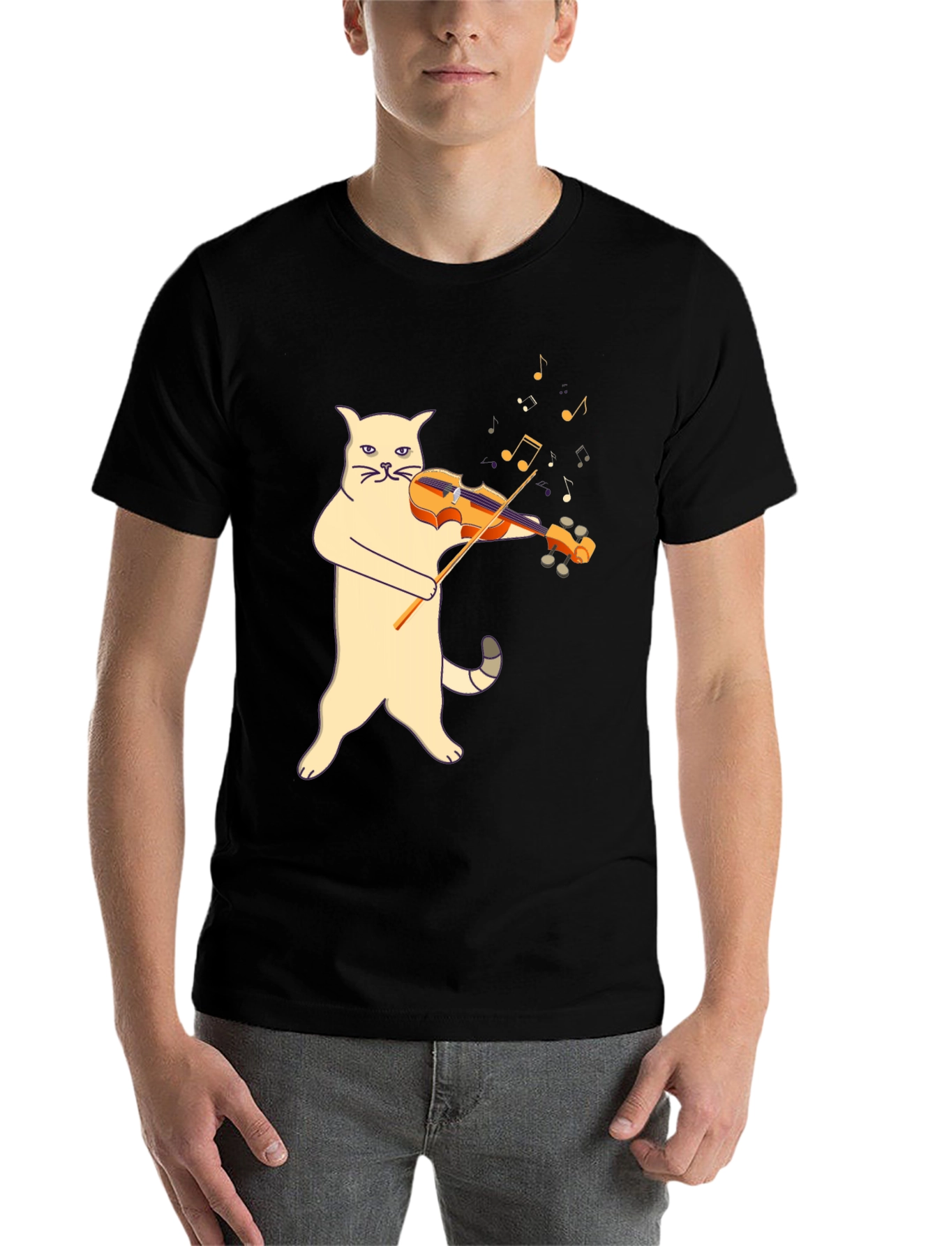 Black Cat Violinist Graphic Tee - Unique Music Lover Shirt view 7