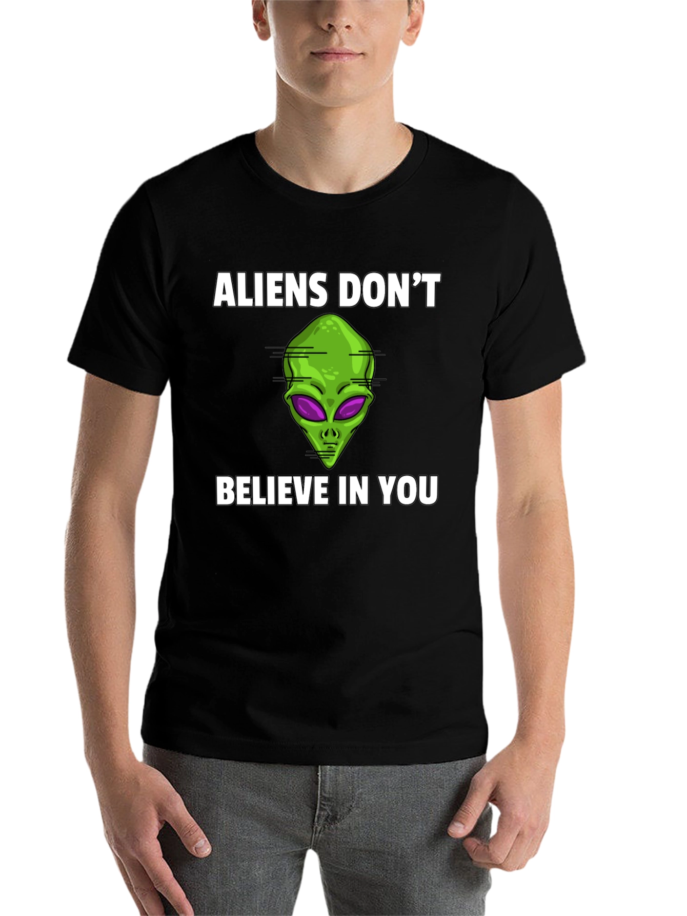 Black Aliens Don't Believe T-Shirt view 7