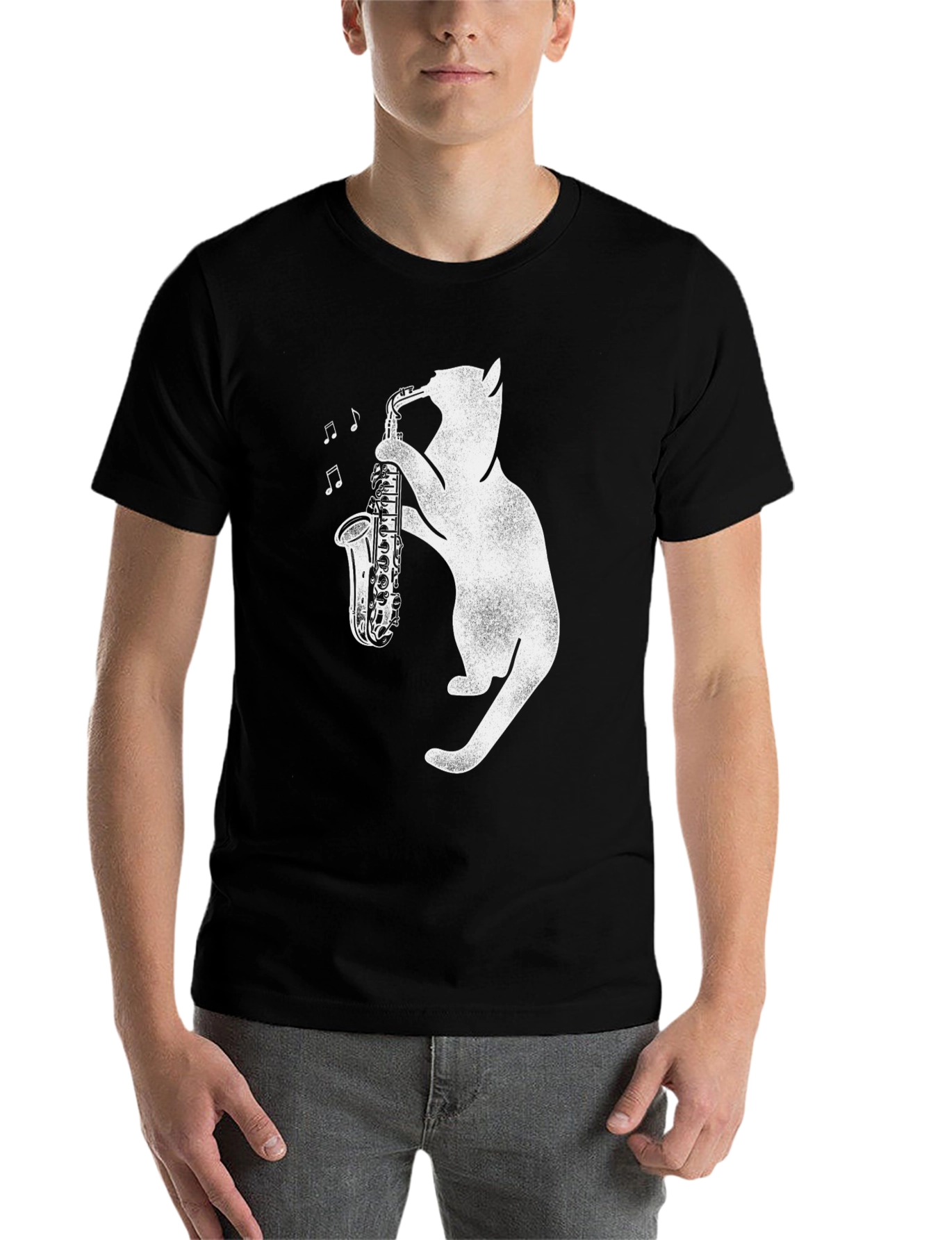 Black Cat Saxophone T-Shirt: Cool Music Lover Tee view 7