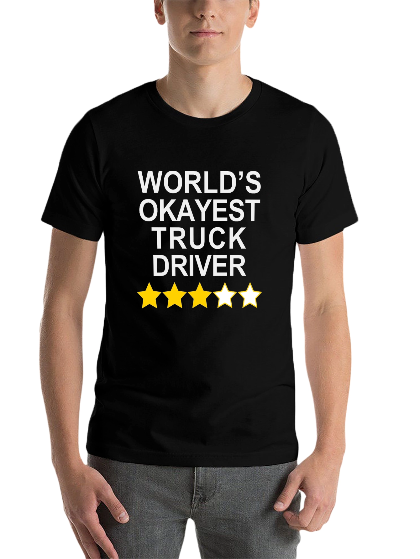 Black World's Okayest Truck Driver - Funny T-Shirt view 7