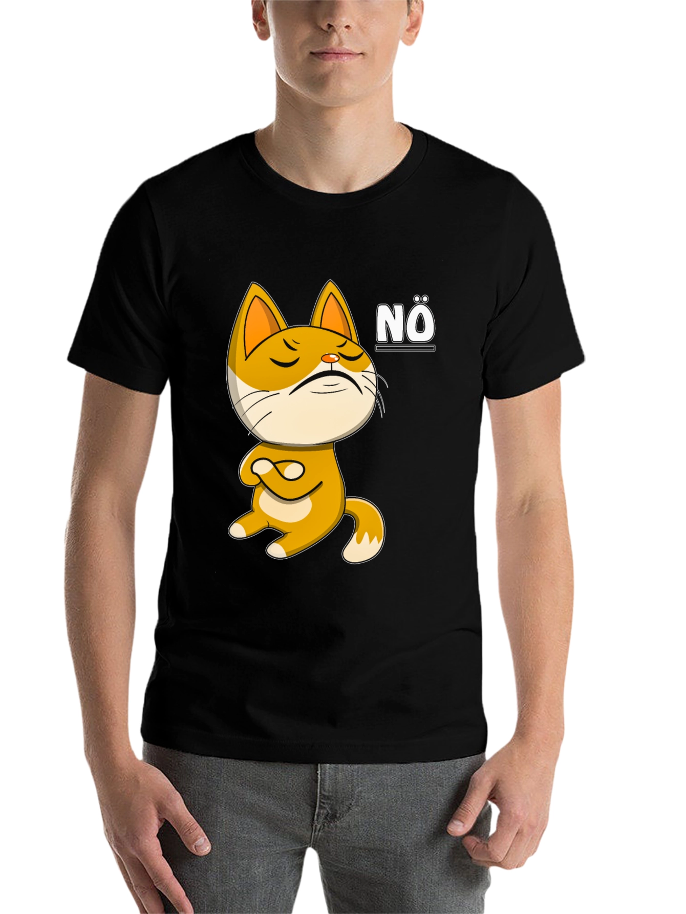 Black Nö Cat Graphic T-Shirt: Men's Black Tee view 7